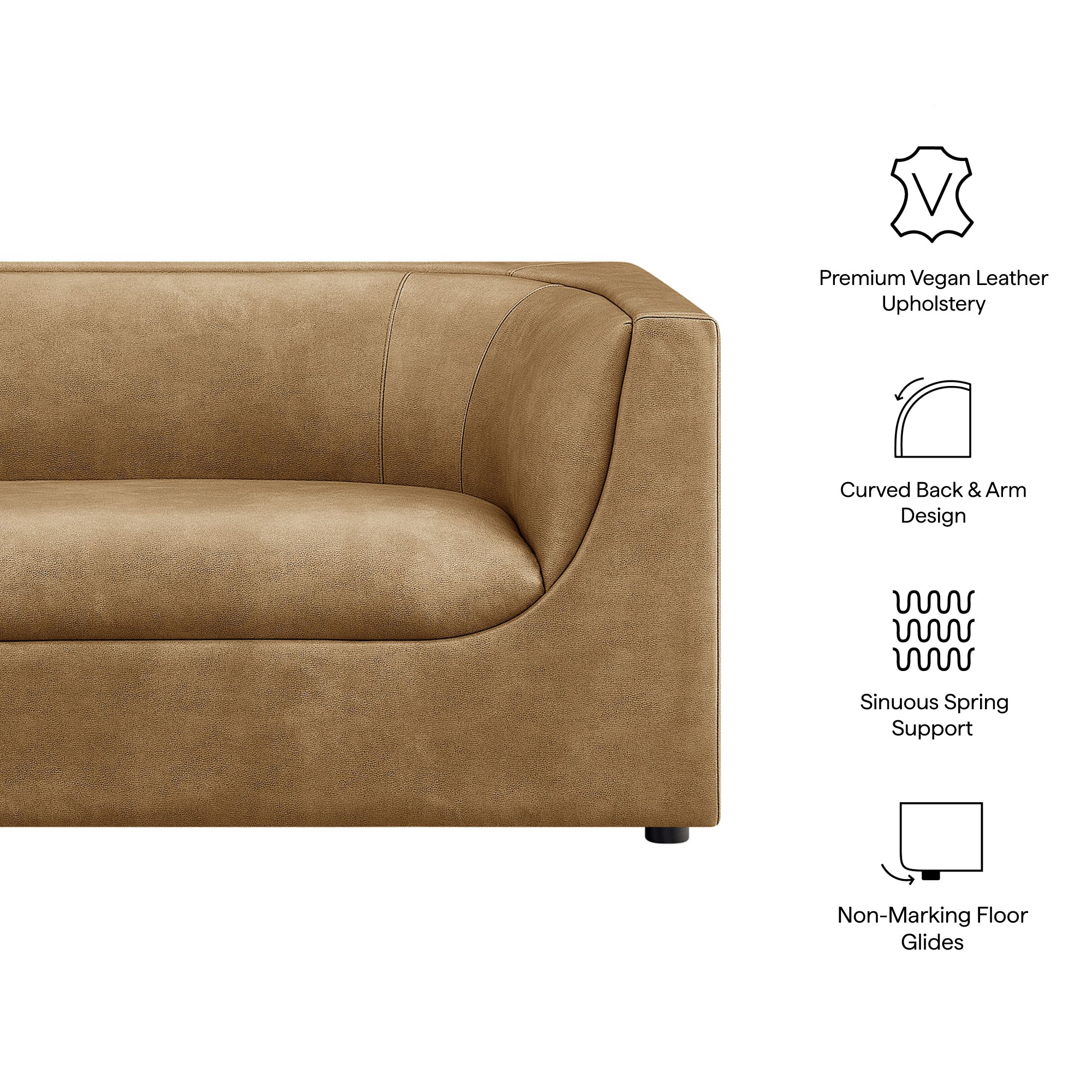 Modway EEI-7568 Hilda 67" Curved Back Vegan Leather Loveseat