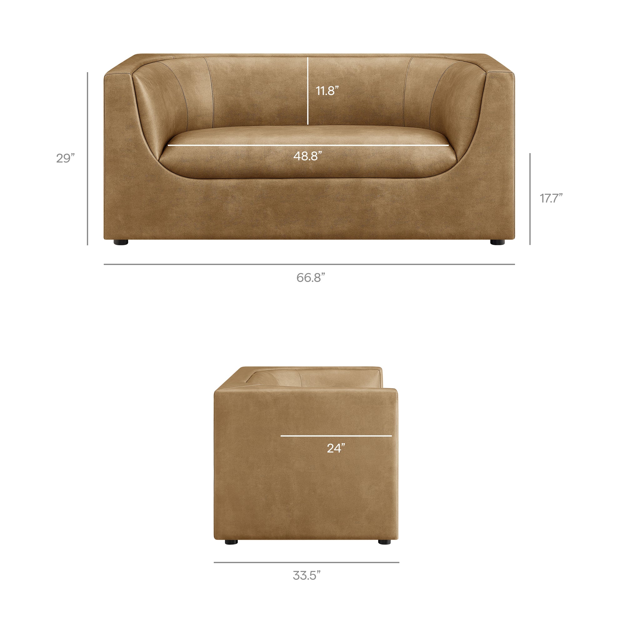 Modway EEI-7568 Hilda 67" Curved Back Vegan Leather Loveseat