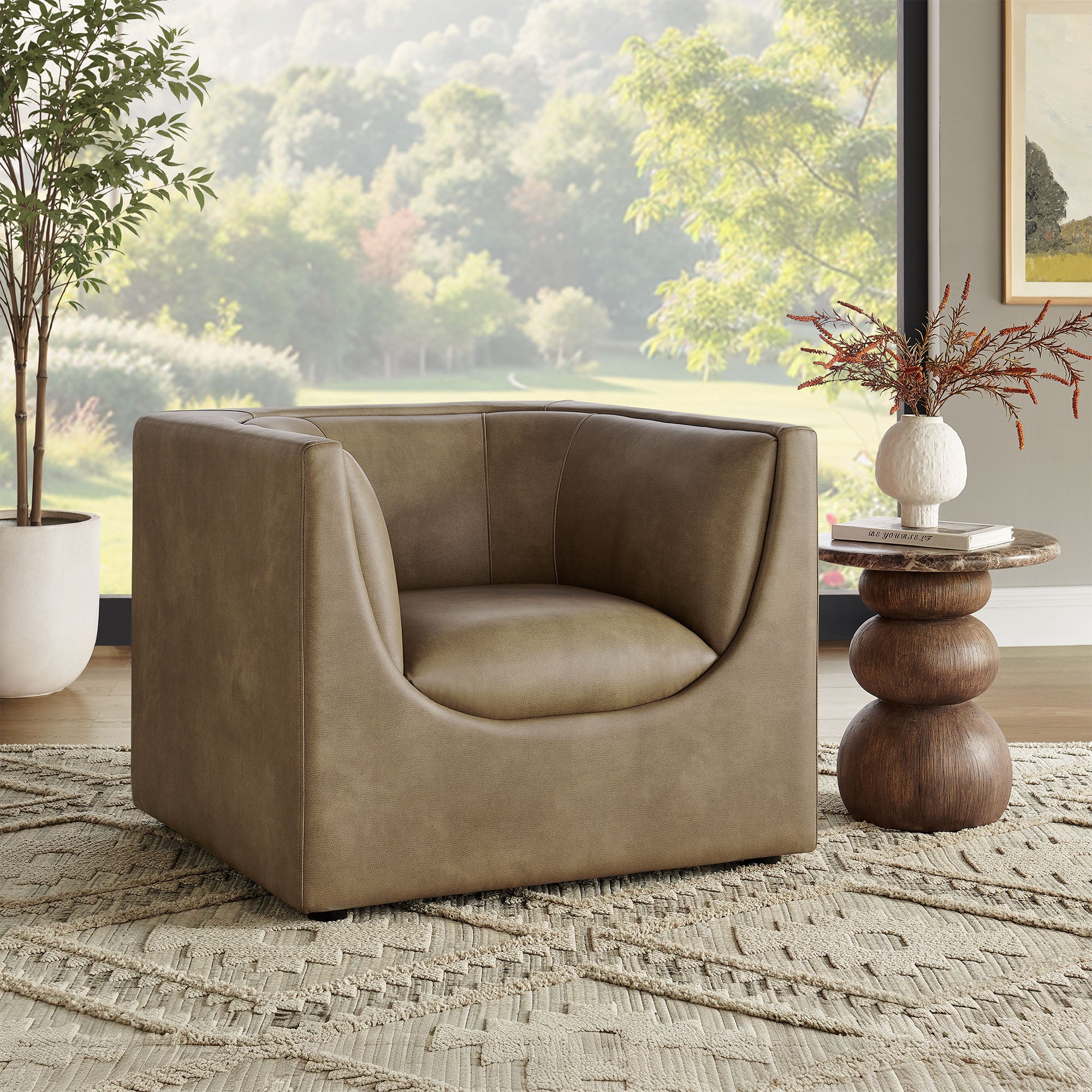 Modway EEI-7569 Hilda Curved Back Vegan Leather Armchair