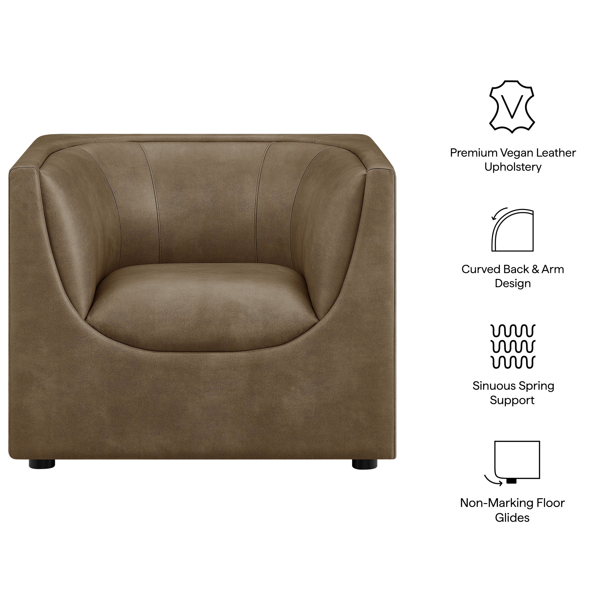 Modway EEI-7569 Hilda Curved Back Vegan Leather Armchair