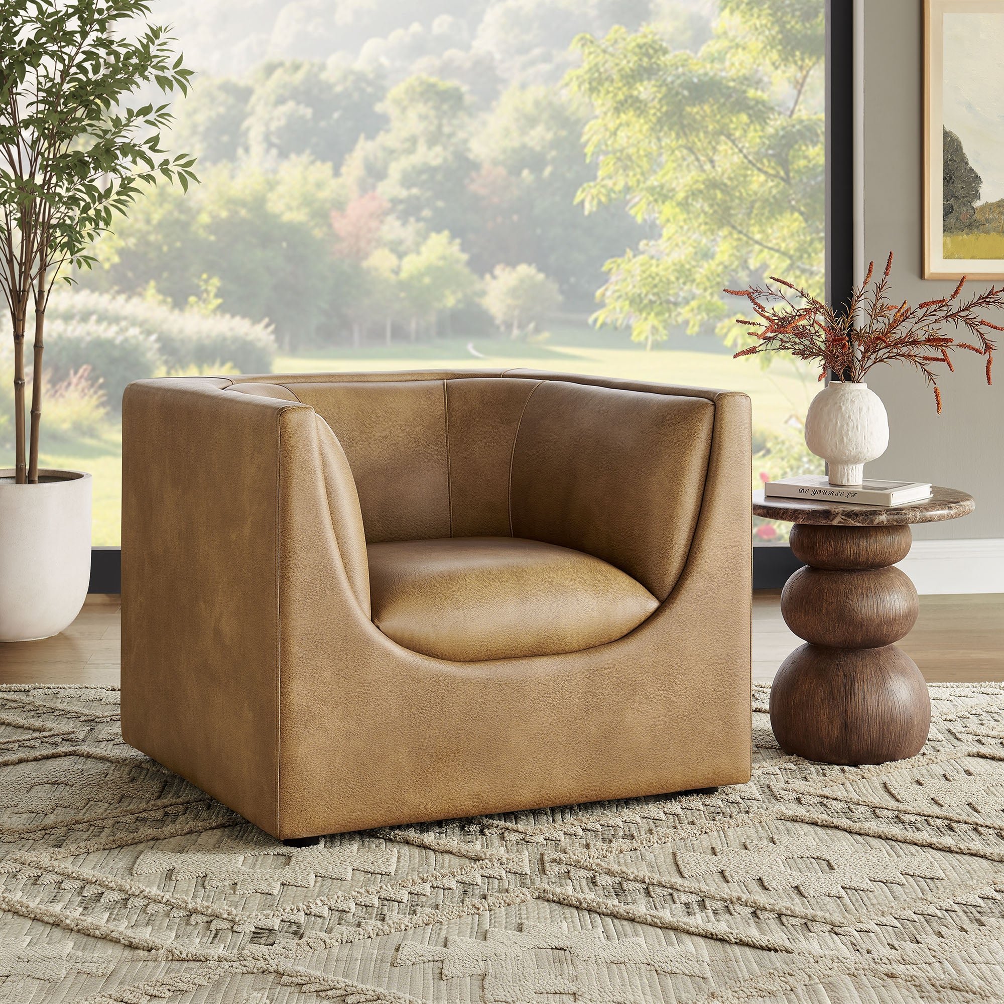 Modway EEI-7569 Hilda Curved Back Vegan Leather Armchair