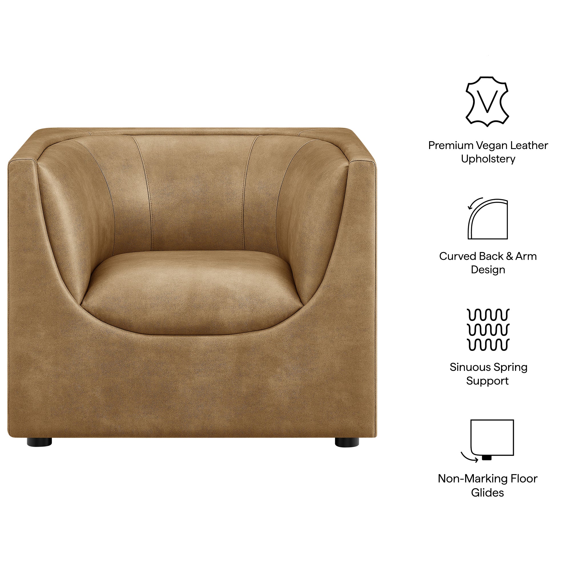 Modway EEI-7569 Hilda Curved Back Vegan Leather Armchair