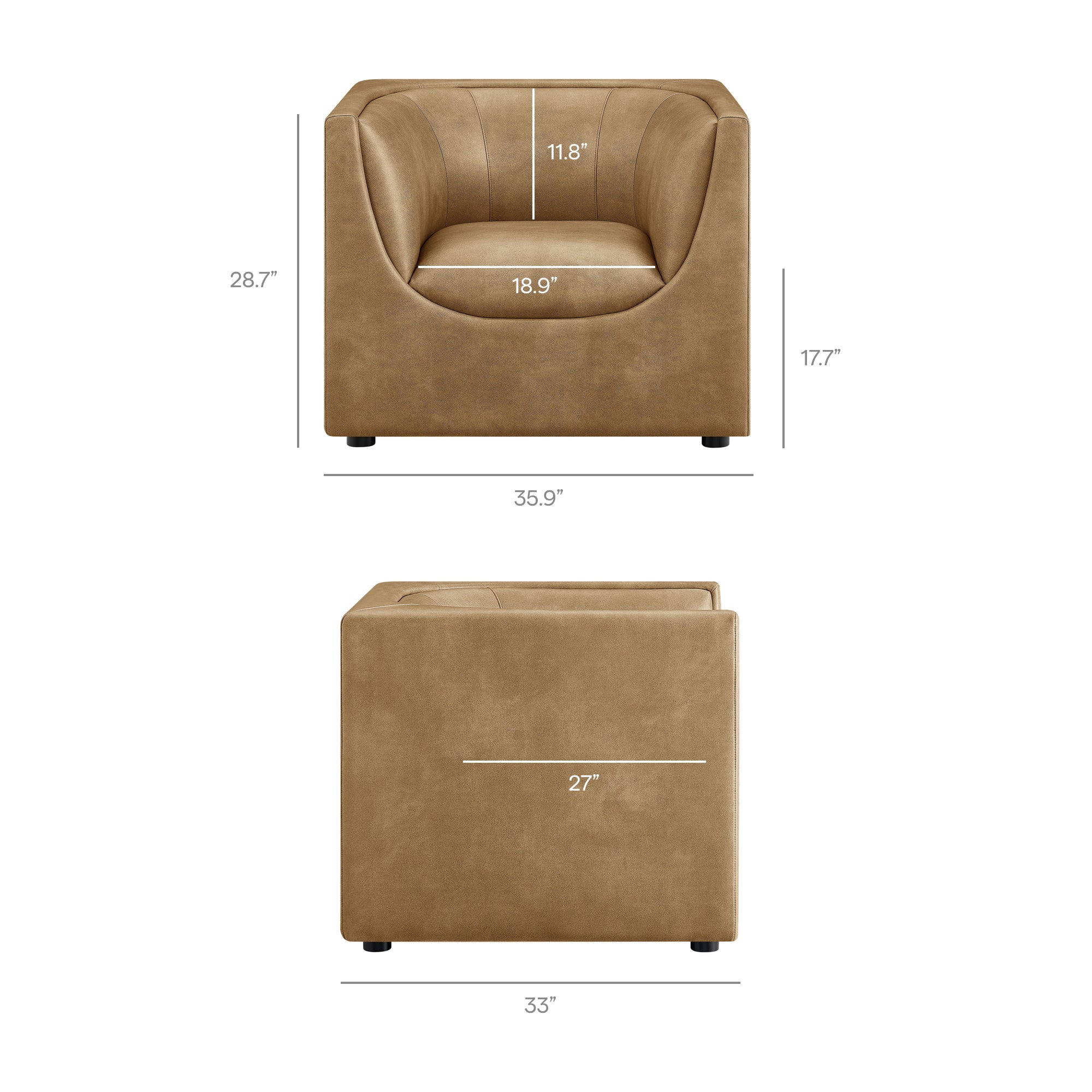 Modway EEI-7569 Hilda Curved Back Vegan Leather Armchair