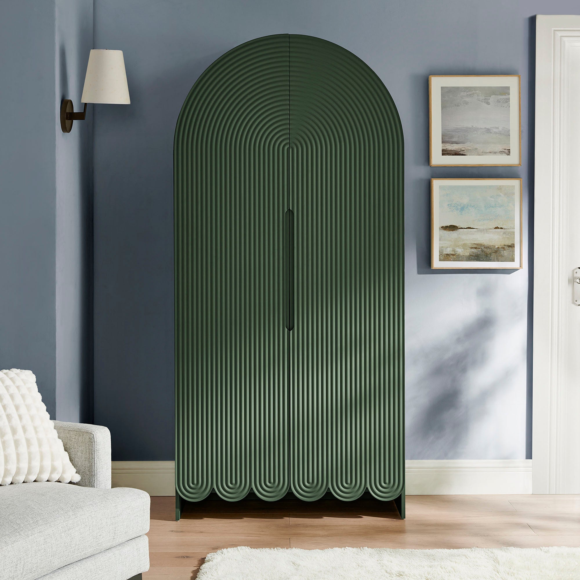 Modway Dahlia 78 Inch Fluted and Scalloped Arched Storage Cabinet