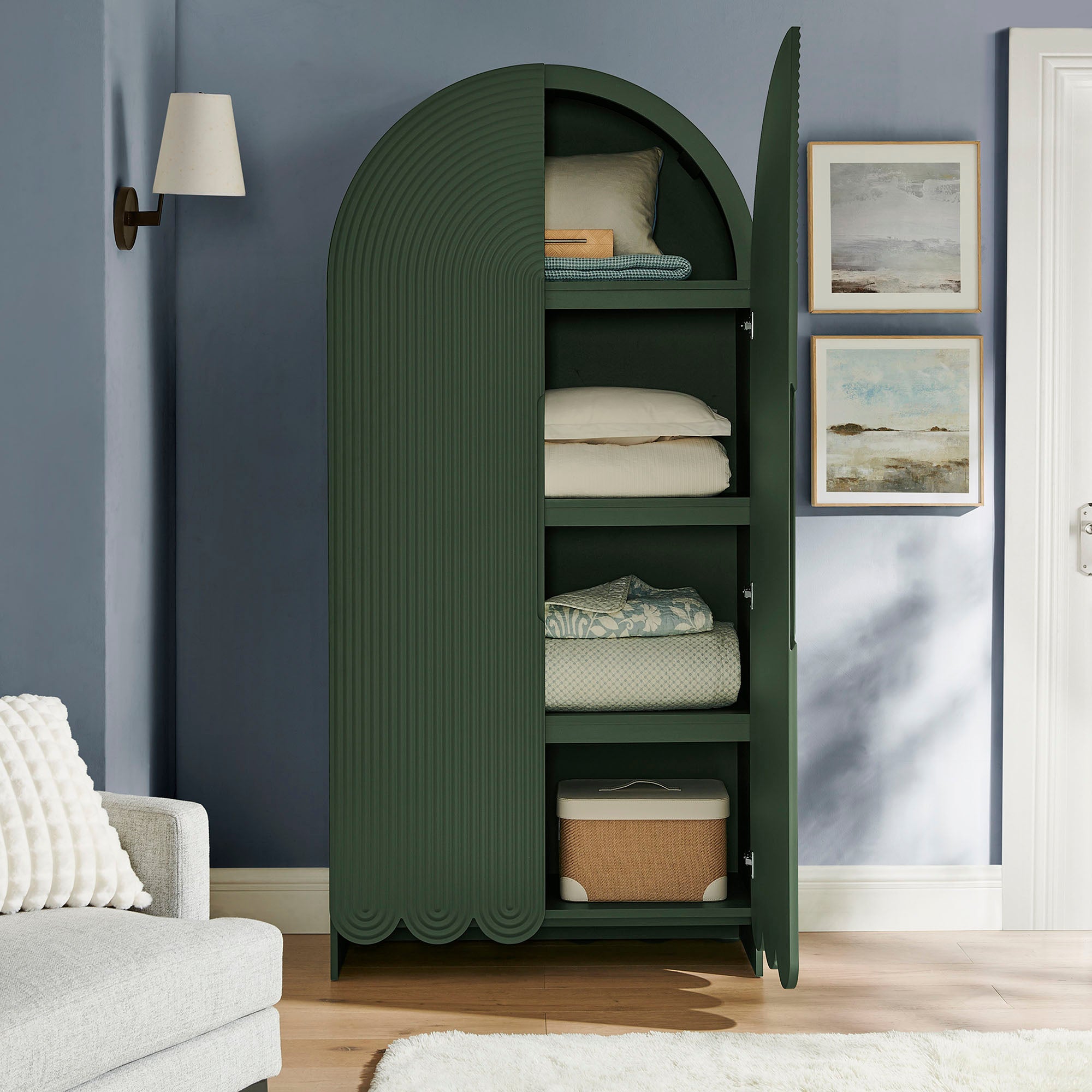 Modway Dahlia 78 Inch Fluted and Scalloped Arched Storage Cabinet