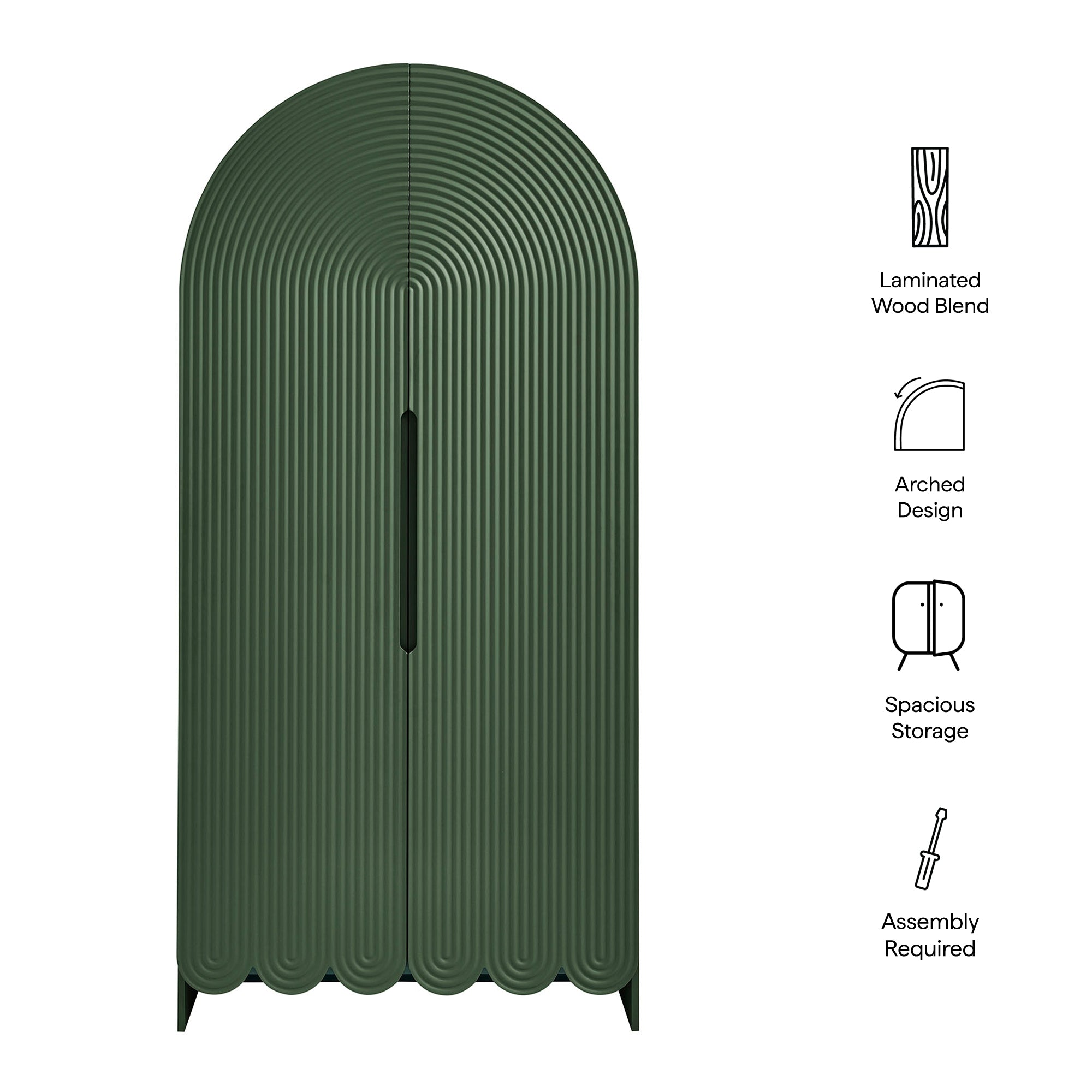 Modway Dahlia 78 Inch Fluted and Scalloped Arched Storage Cabinet