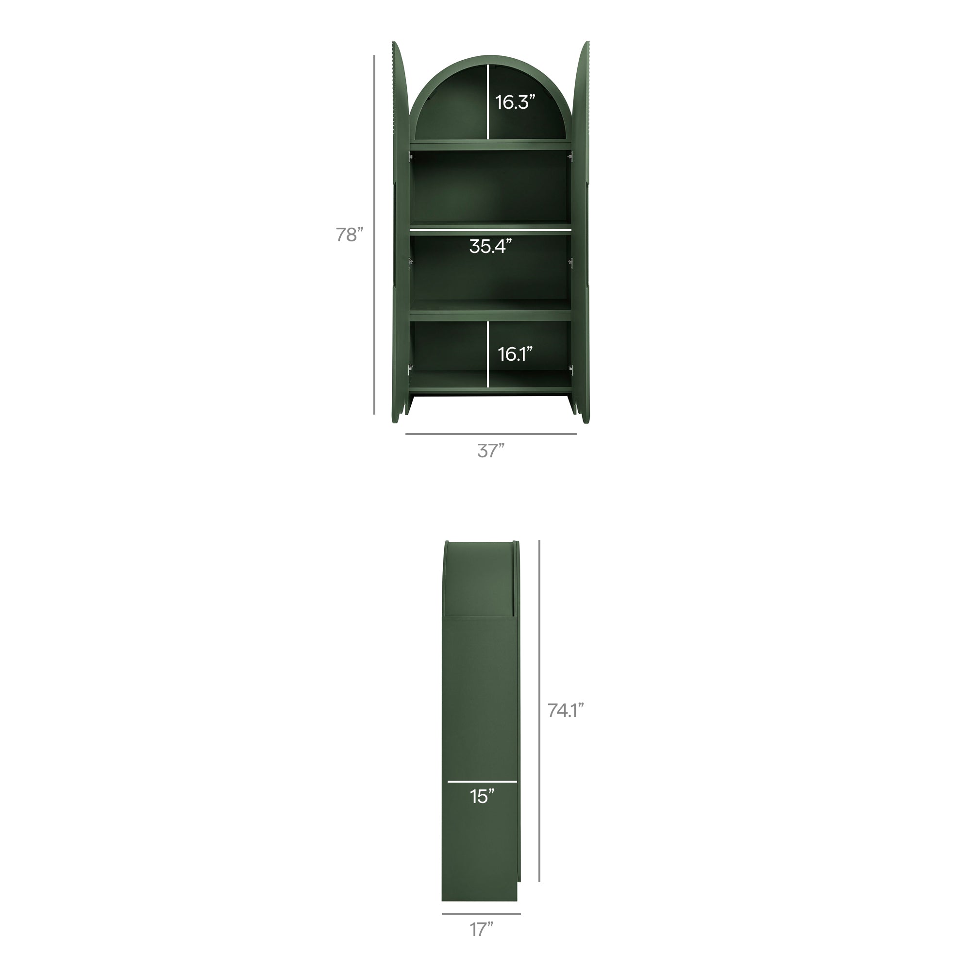 Modway Dahlia 78 Inch Fluted and Scalloped Arched Storage Cabinet