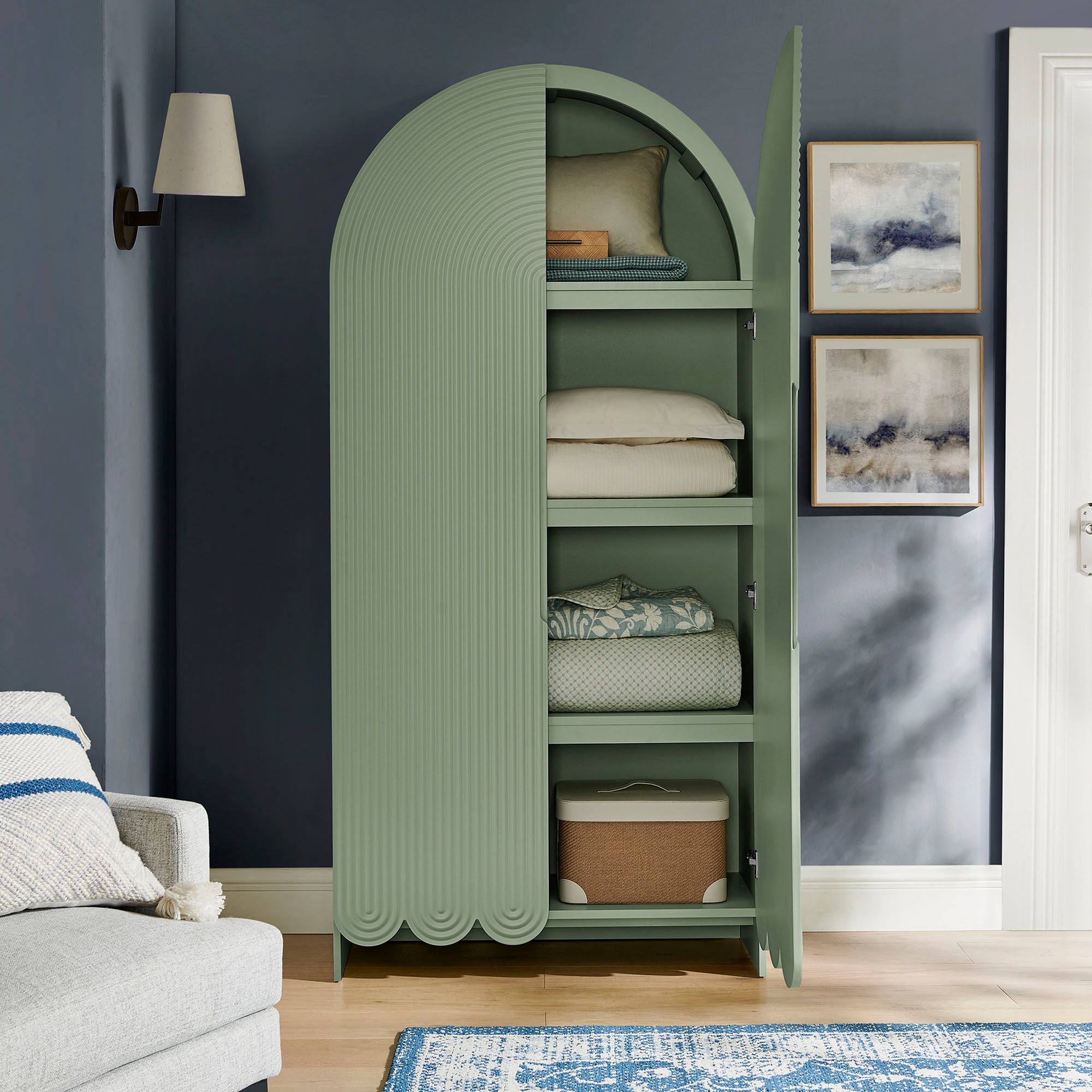 Modway Dahlia 78 Inch Fluted and Scalloped Arched Storage Cabinet