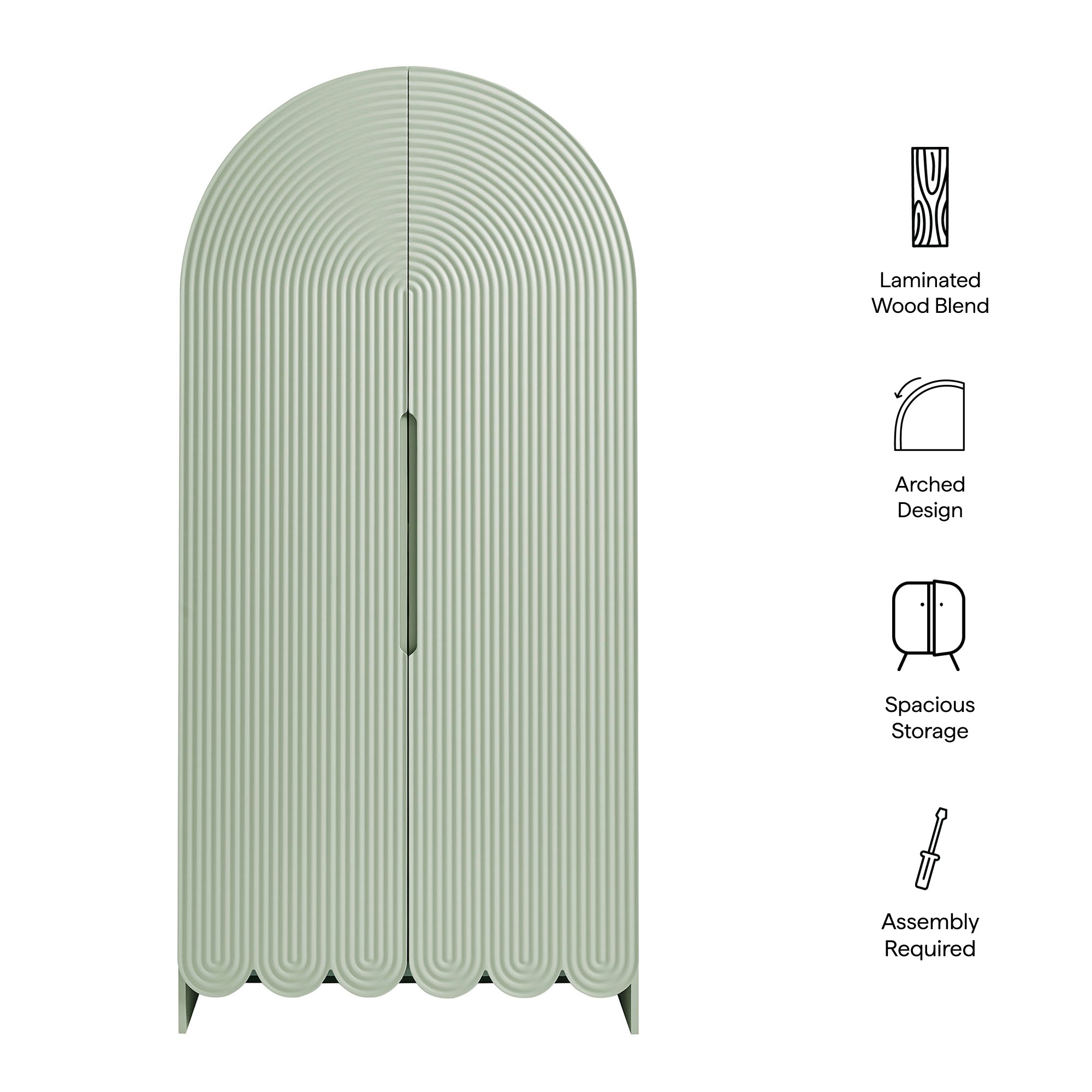 Modway Dahlia 78 Inch Fluted and Scalloped Arched Storage Cabinet