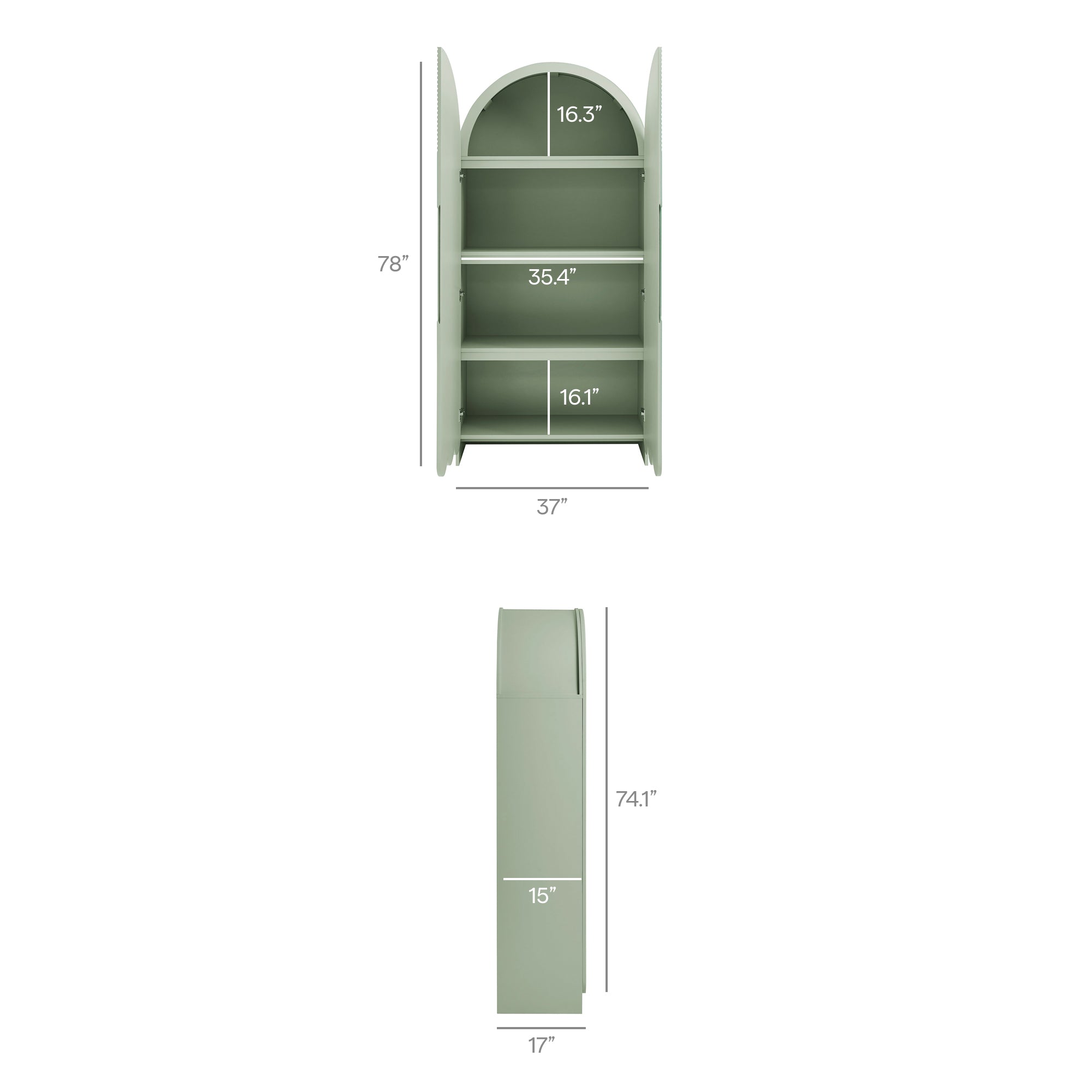 Modway Dahlia 78 Inch Fluted and Scalloped Arched Storage Cabinet