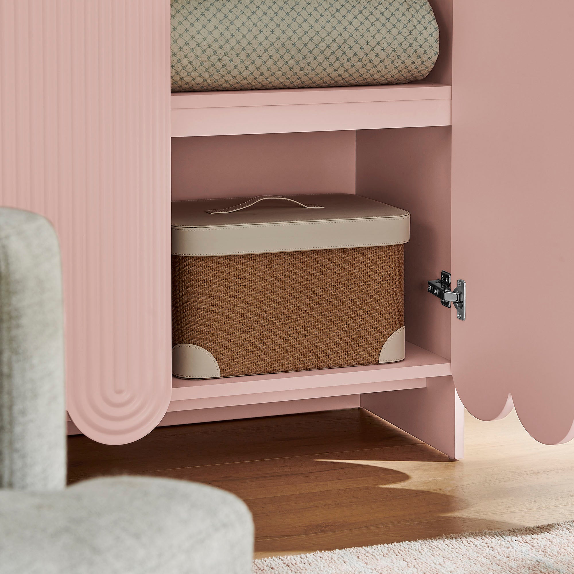 Modway Dahlia 78 Inch Fluted and Scalloped Arched Storage Cabinet
