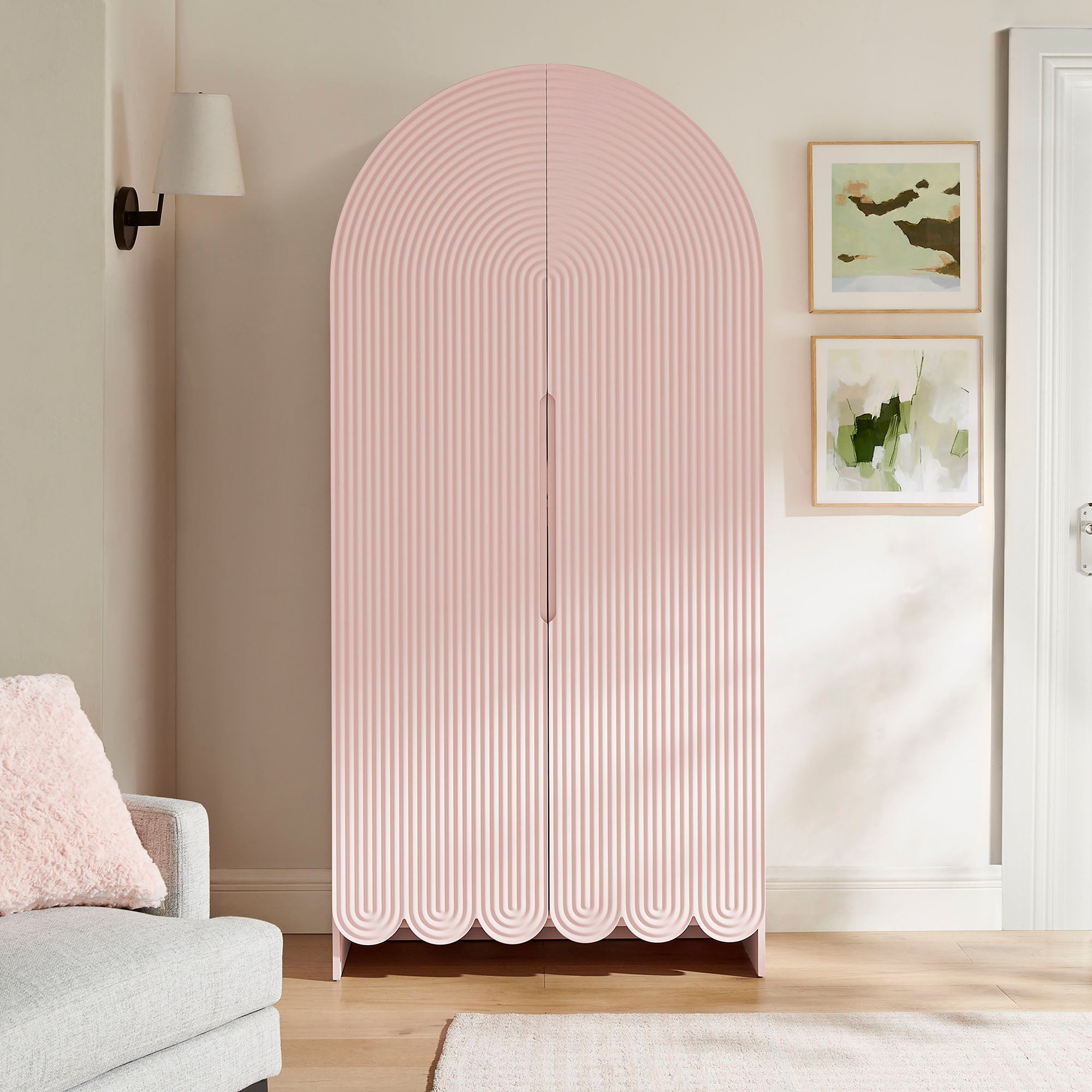 Modway Dahlia 78 Inch Fluted and Scalloped Arched Storage Cabinet