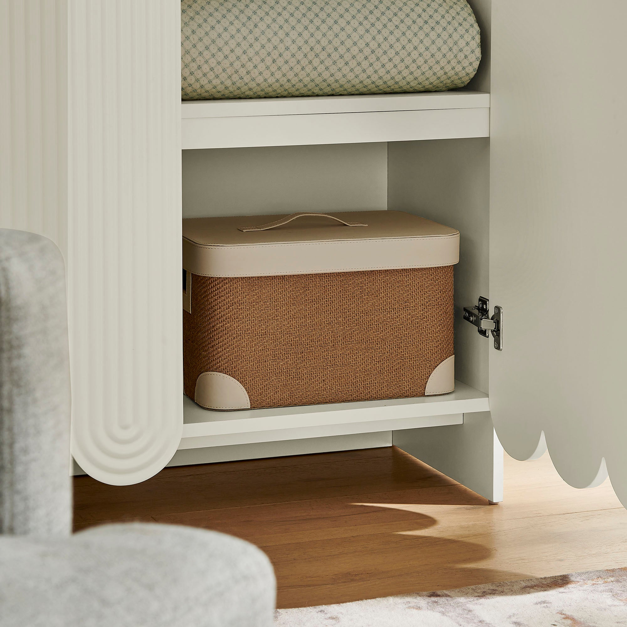 Modway Dahlia 78 Inch Fluted and Scalloped Arched Storage Cabinet