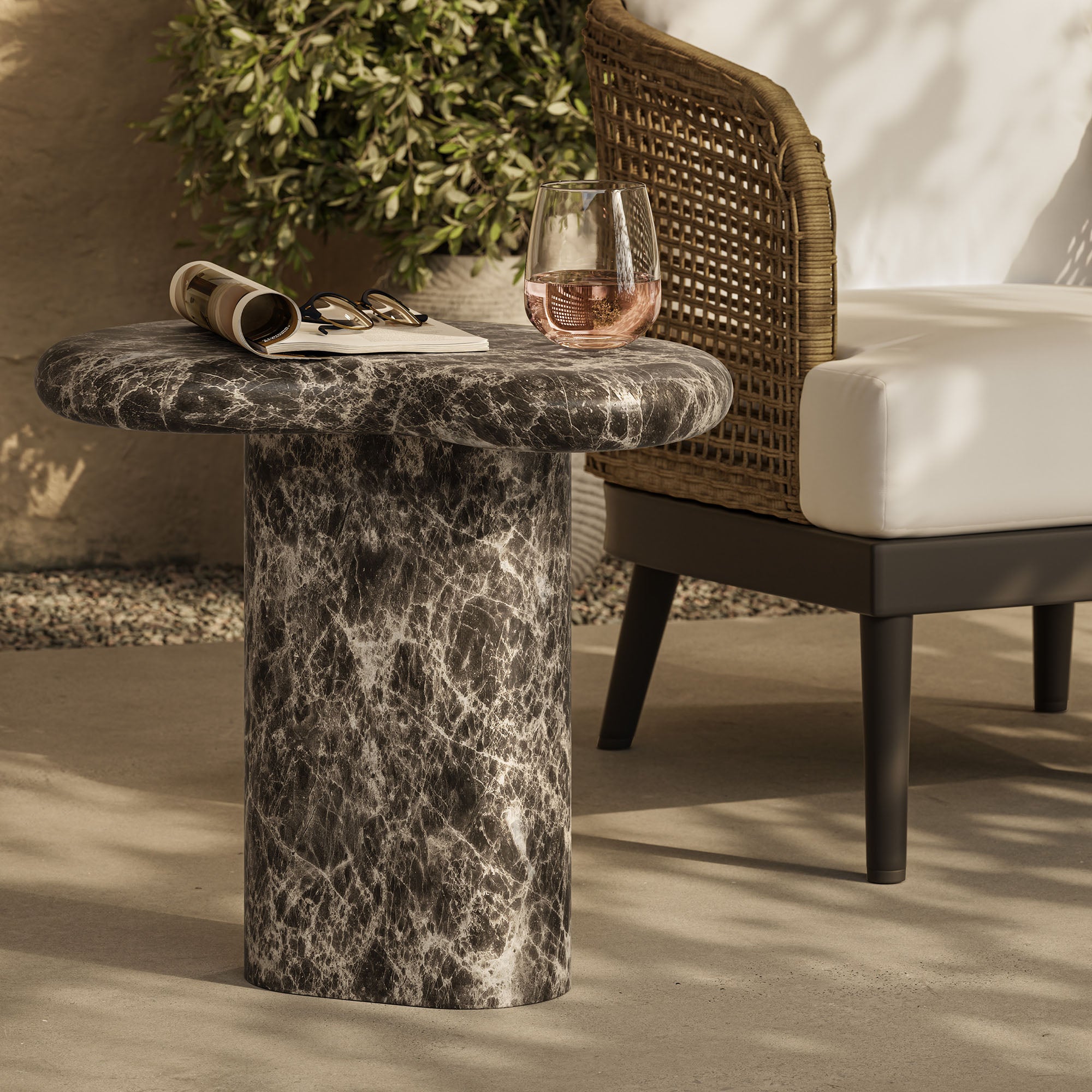 Modway Elowen Outdoor Patio Faux Marble Side Table
