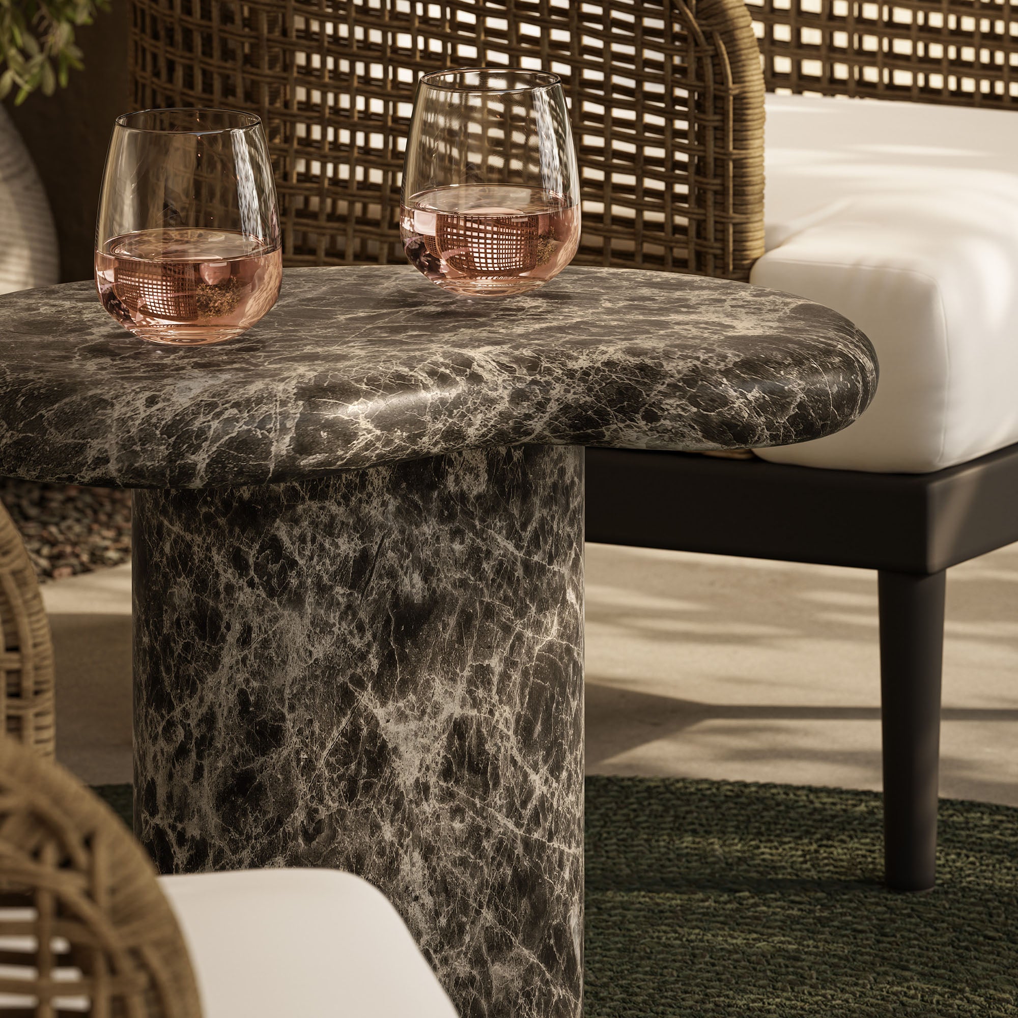 Modway EEI-7572 Elowen Outdoor Patio Faux Marble Side Table
