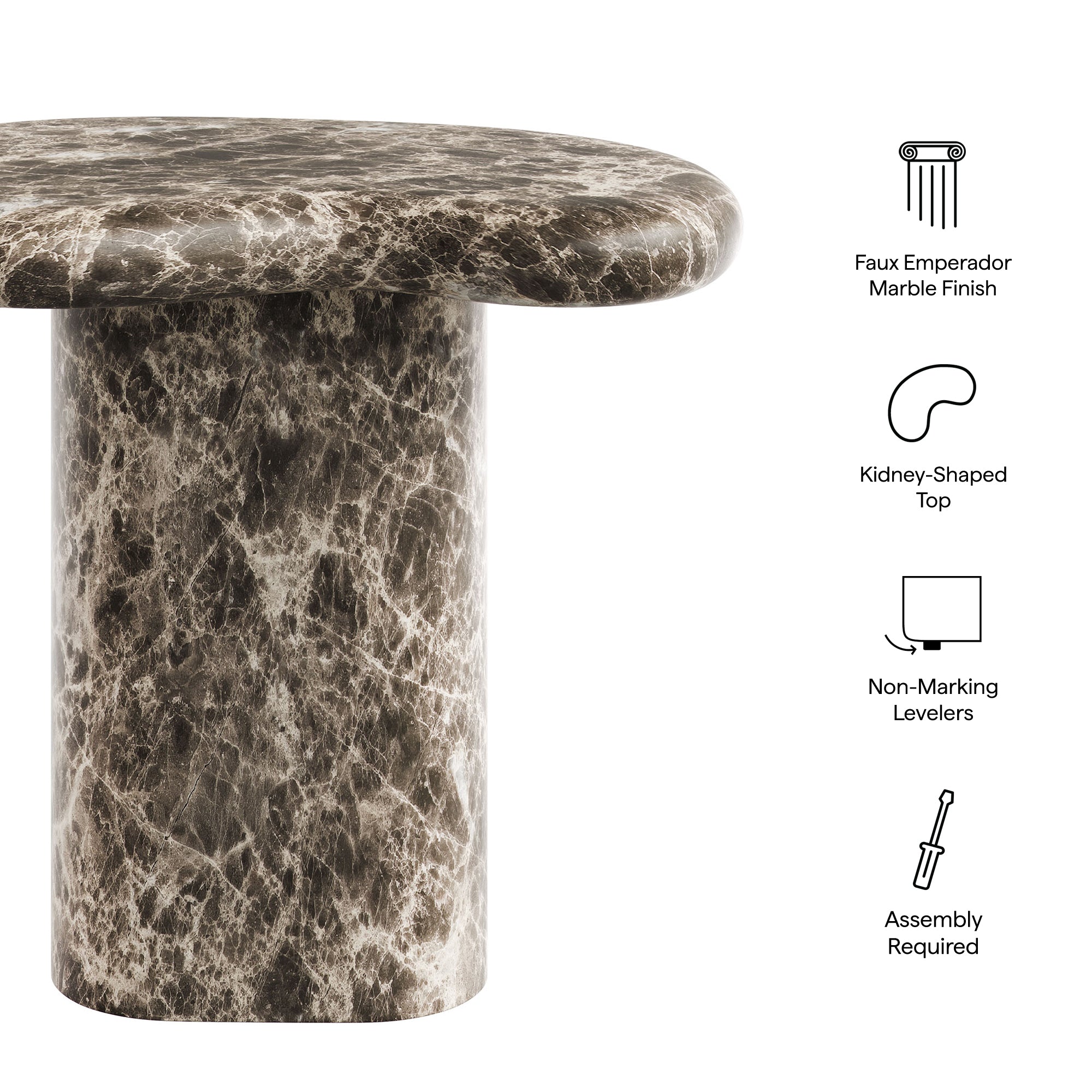Modway EEI-7572 Elowen Outdoor Patio Faux Marble Side Table
