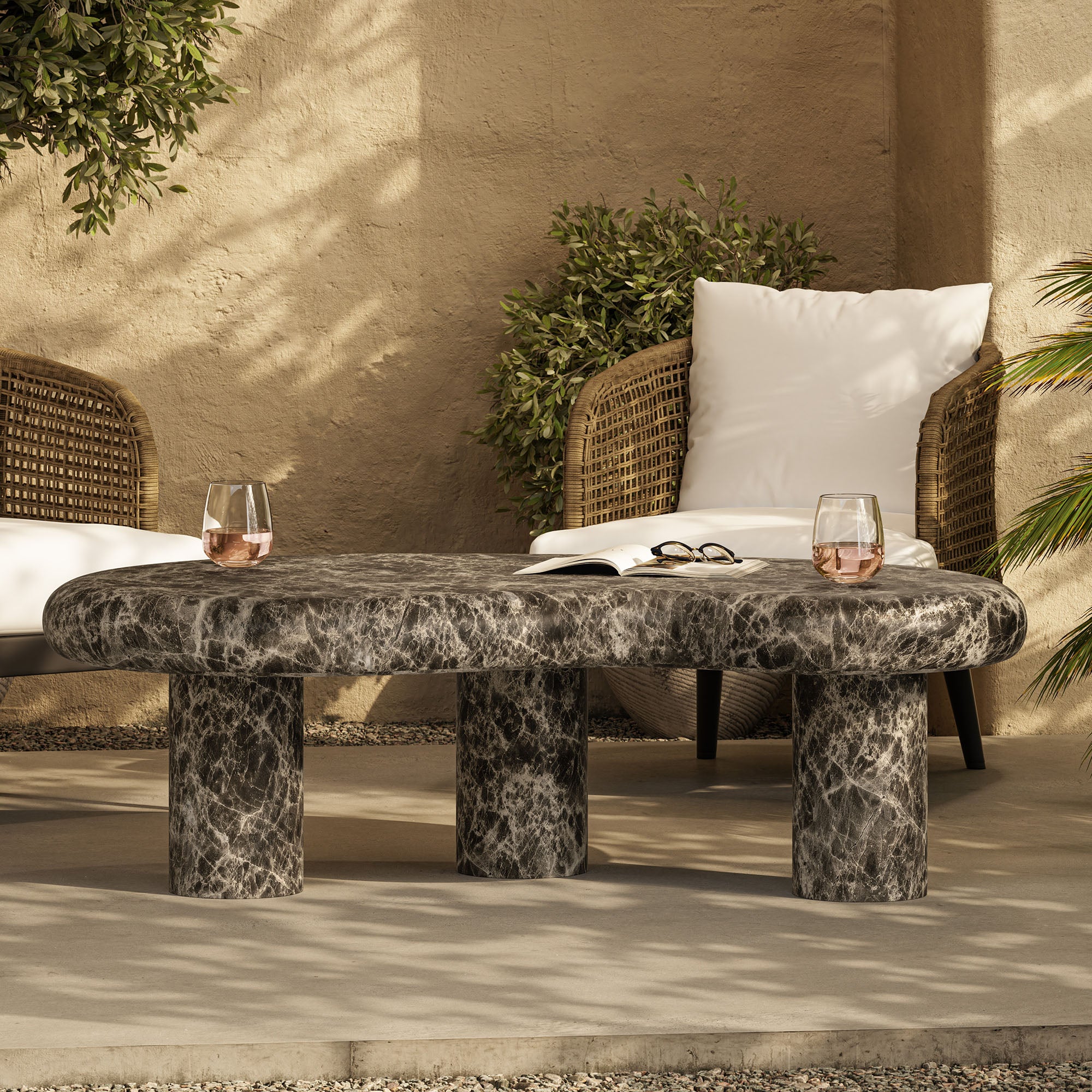 Modway EEI-7573 Elowen Outdoor Patio Faux Marble Coffee Table