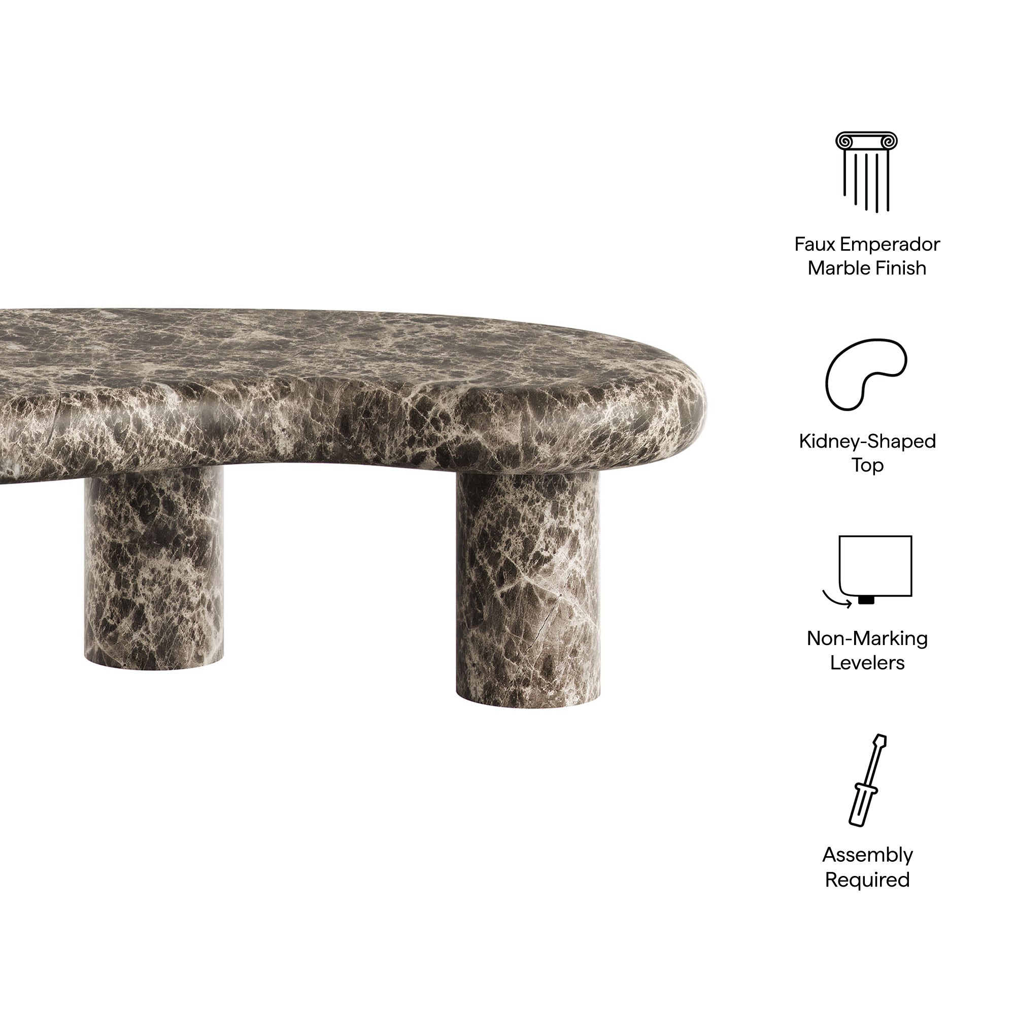 Modway Elowen Outdoor Patio Faux Marble Coffee Table