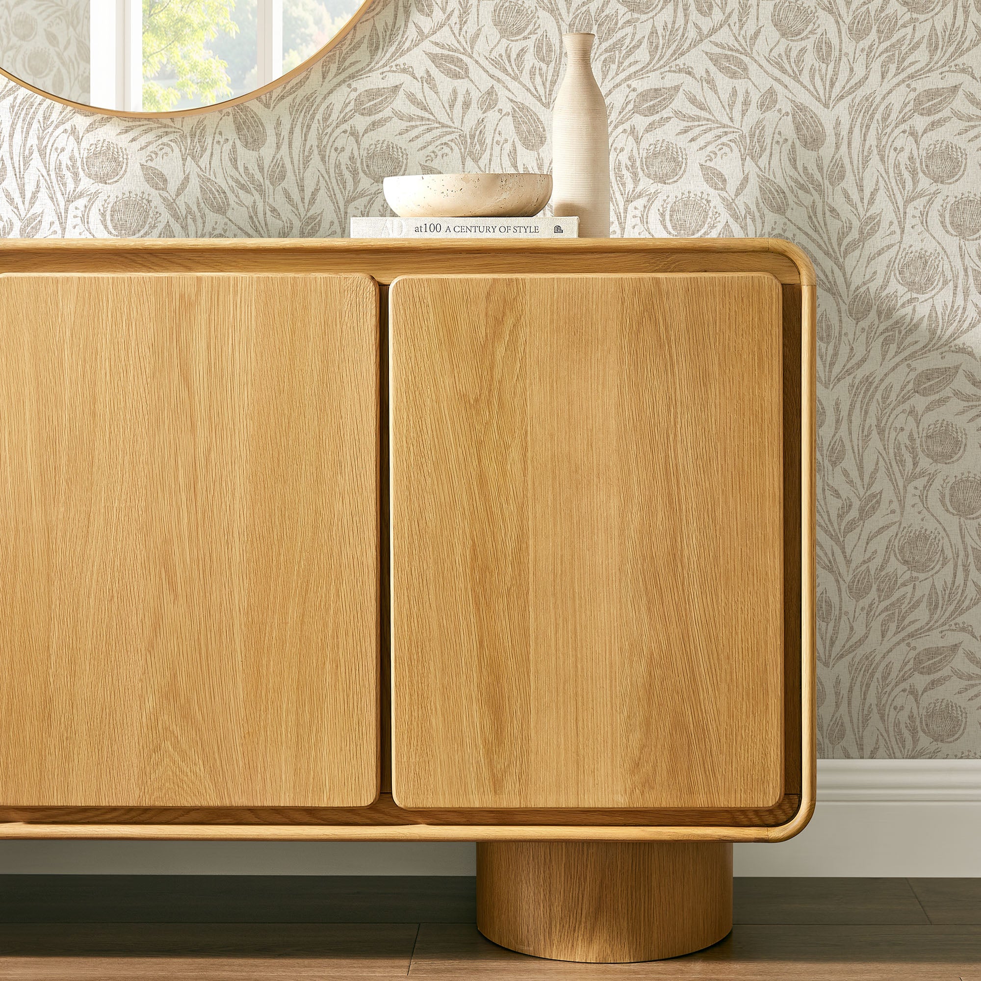Modway EEI-7575 Lumo 3-Door Curved Wood Accent Cabinet
