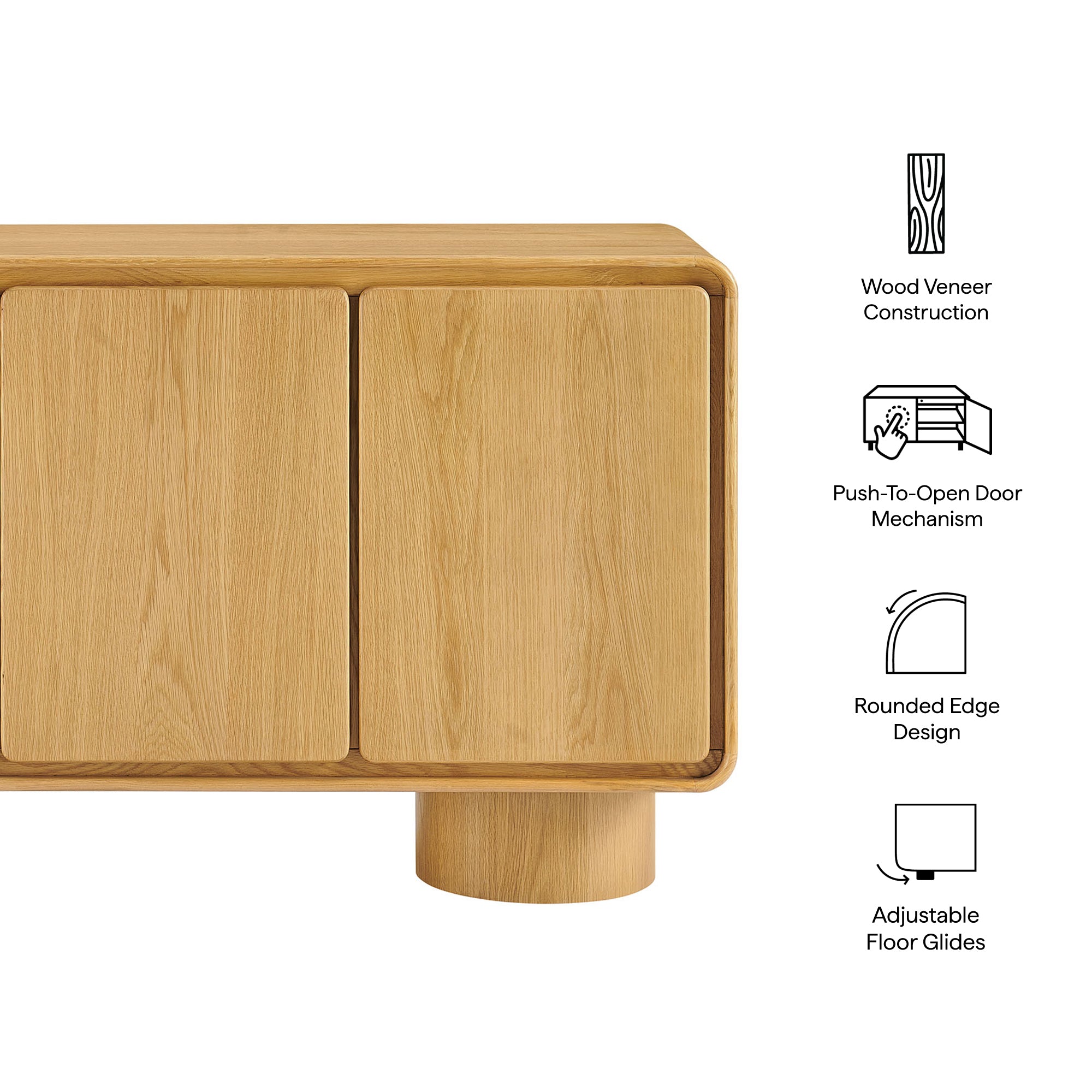 Modway EEI-7575 Lumo 3-Door Curved Wood Accent Cabinet