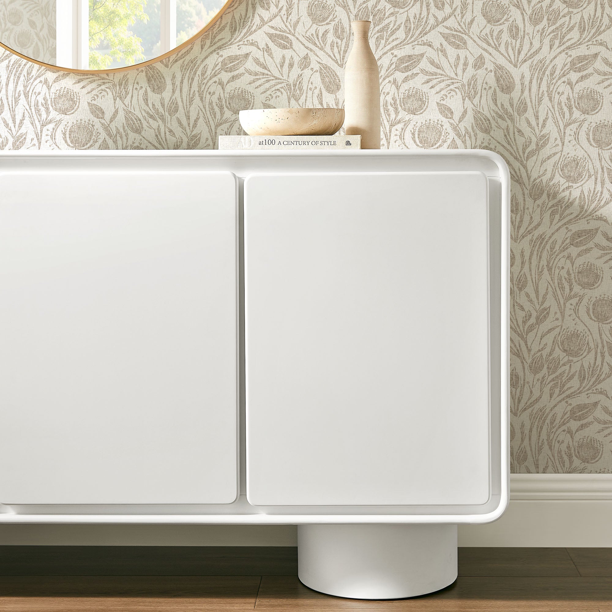 Modway EEI-7576 Lumo 3-Door Curved Wood Accent Cabinet
