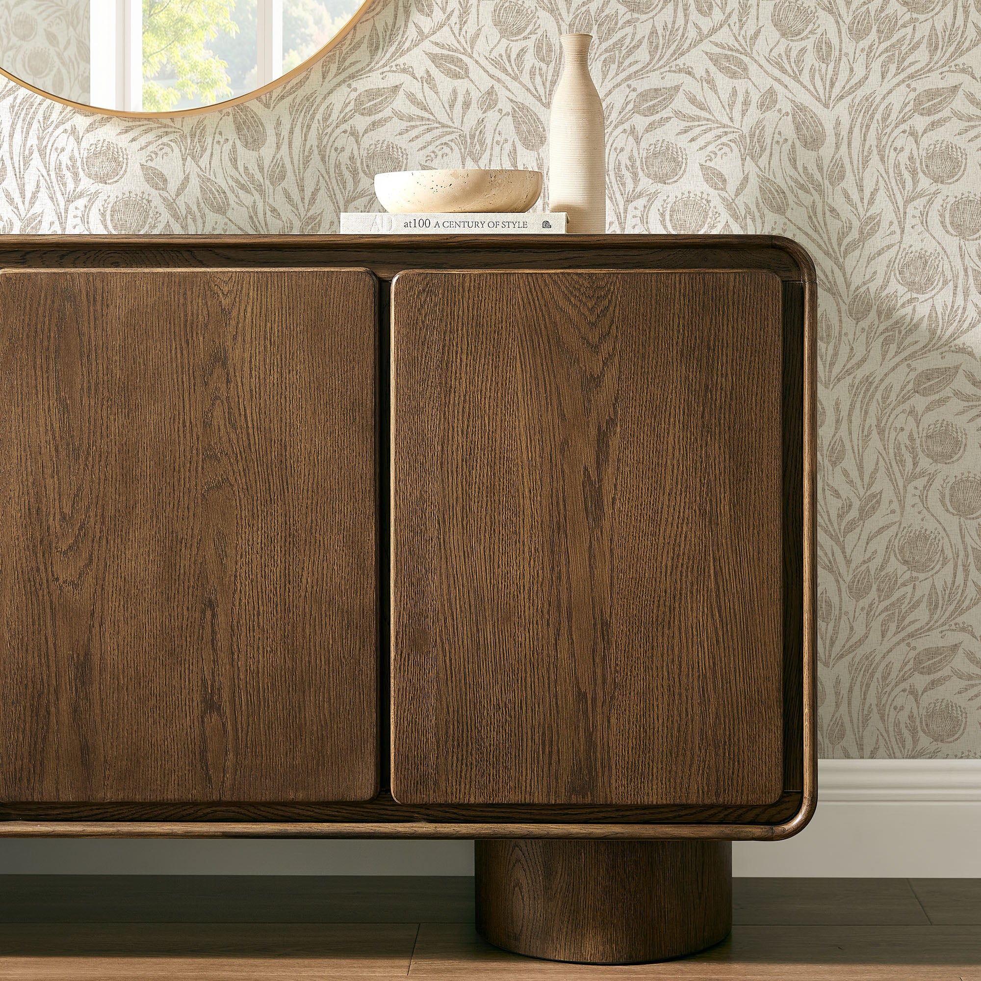 Modway EEI-7577 Lumo 3-Door Curved Wood Accent Cabinet