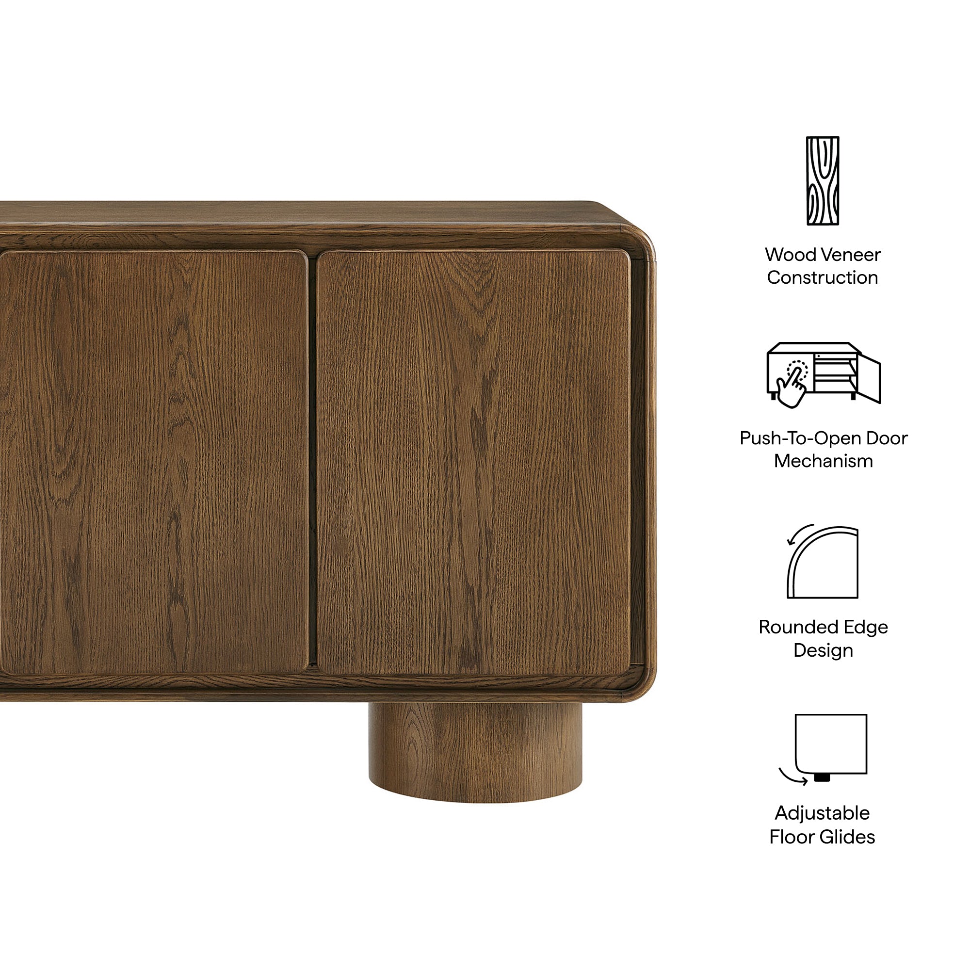 Modway EEI-7577 Lumo 3-Door Curved Wood Accent Cabinet