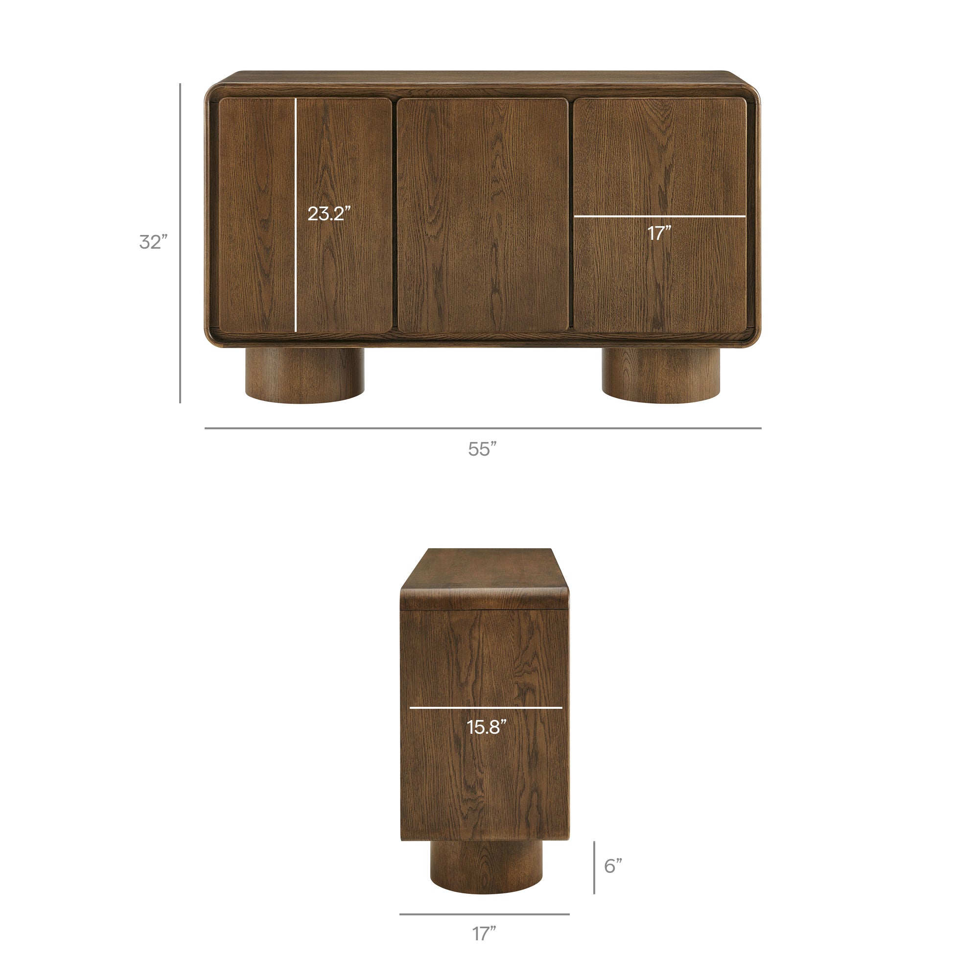 Modway EEI-7577 Lumo 3-Door Curved Wood Accent Cabinet