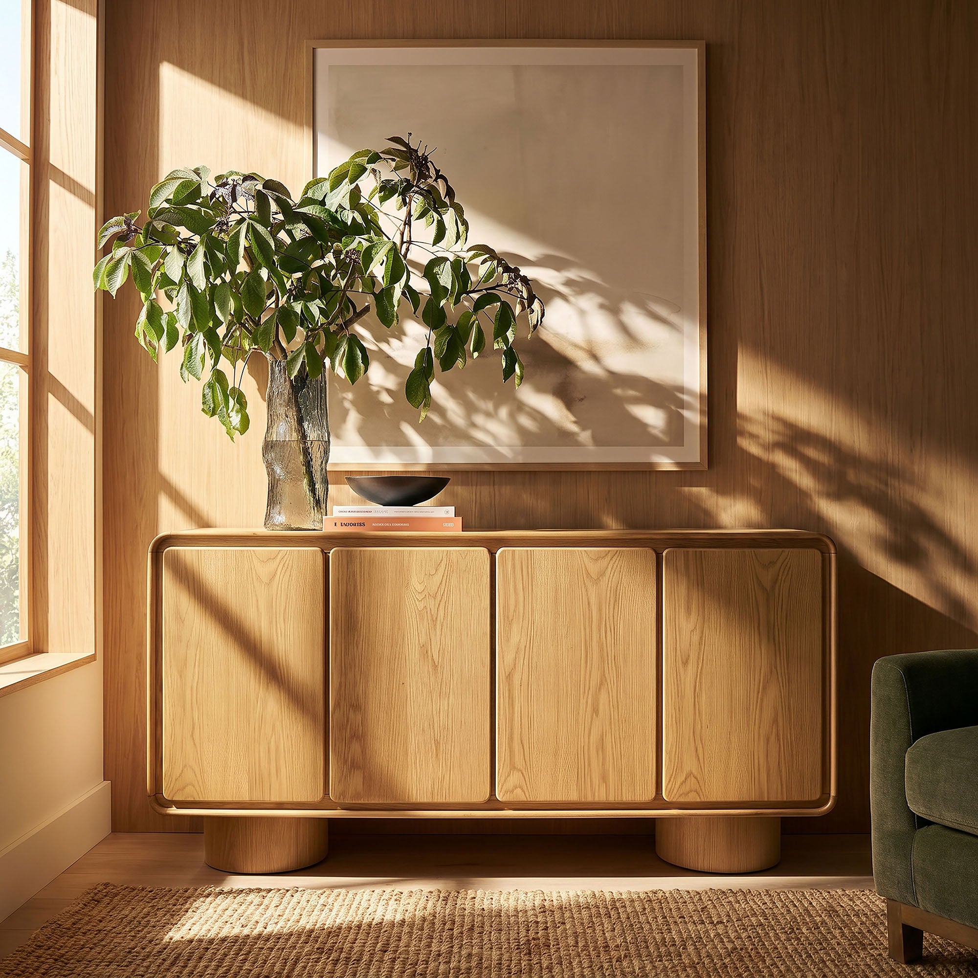 Modway EEI-7578 Lumo 4-Door Curved Wood Accent Cabinet