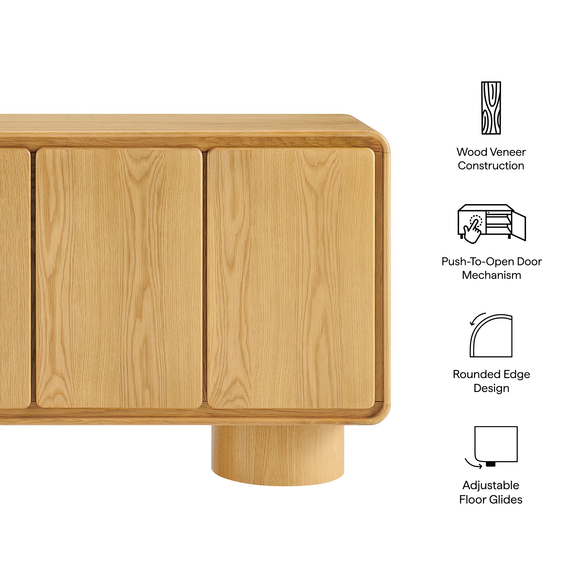 Modway EEI-7578 Lumo 4-Door Curved Wood Accent Cabinet