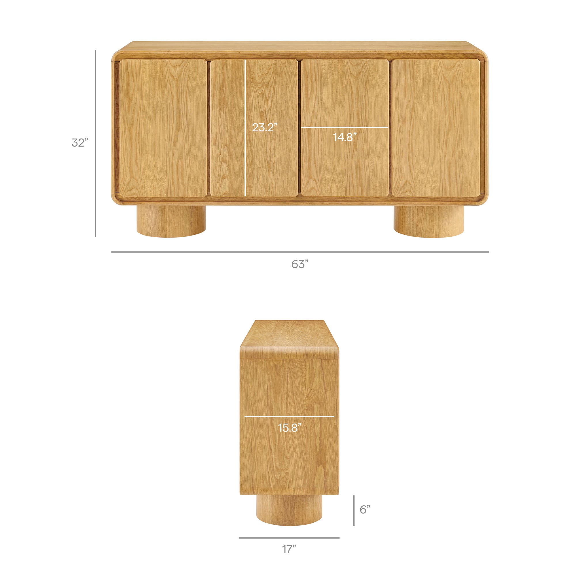 Modway EEI-7578 Lumo 4-Door Curved Wood Accent Cabinet