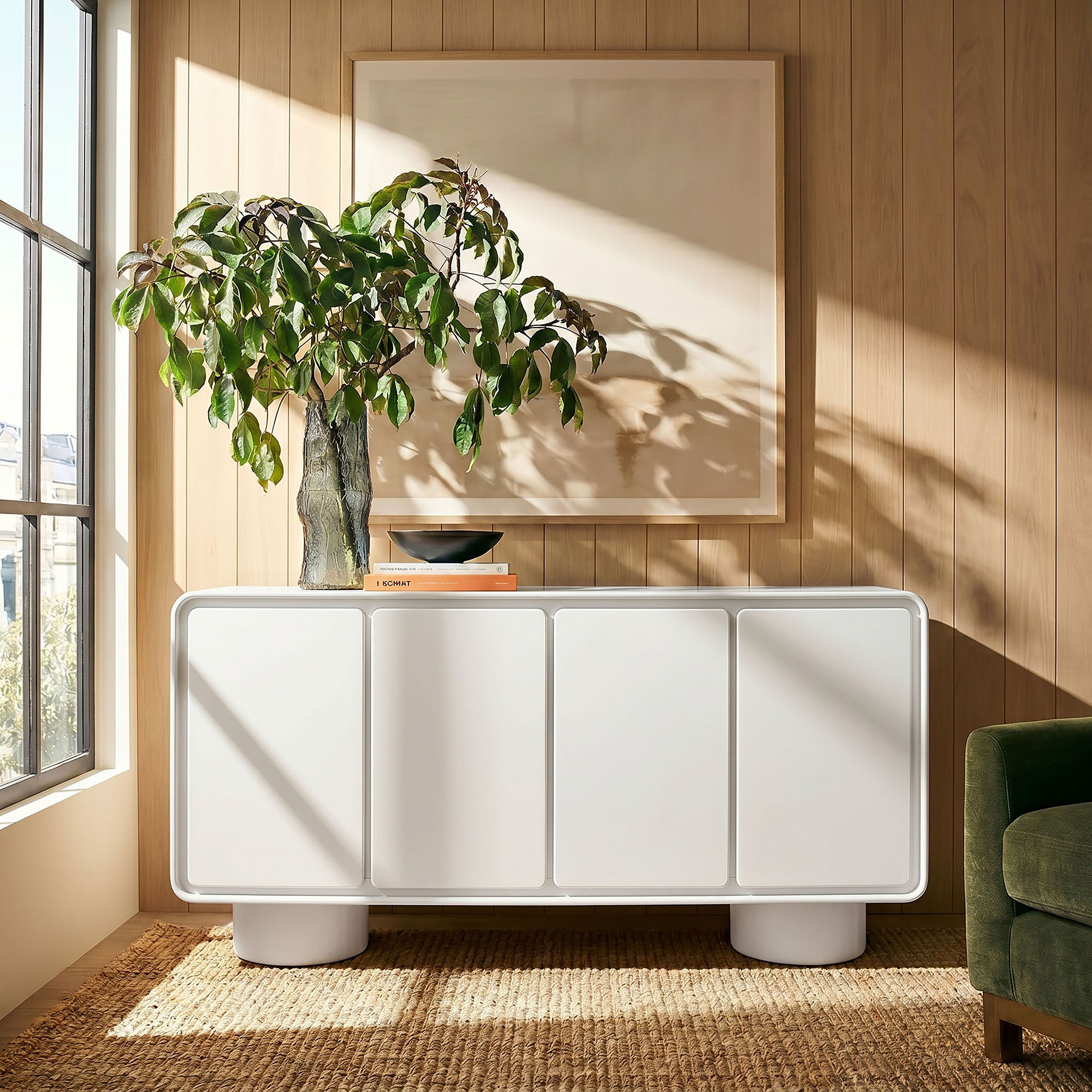 Modway EEI-7579 Lumo 4-Door Curved Wood Accent Cabinet