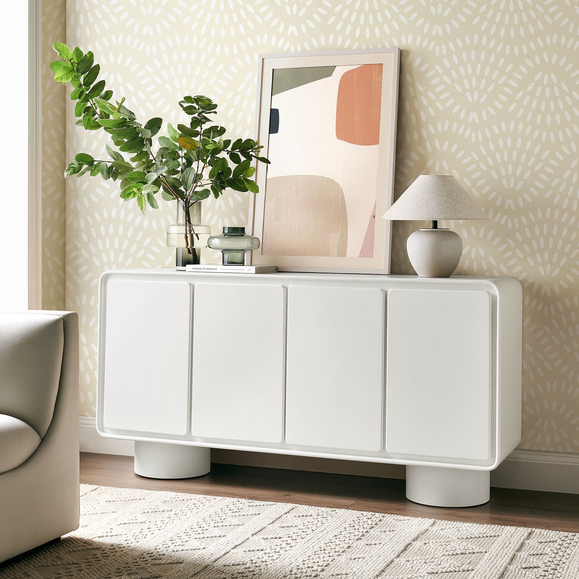 Modway EEI-7579 Lumo 4-Door Curved Wood Accent Cabinet