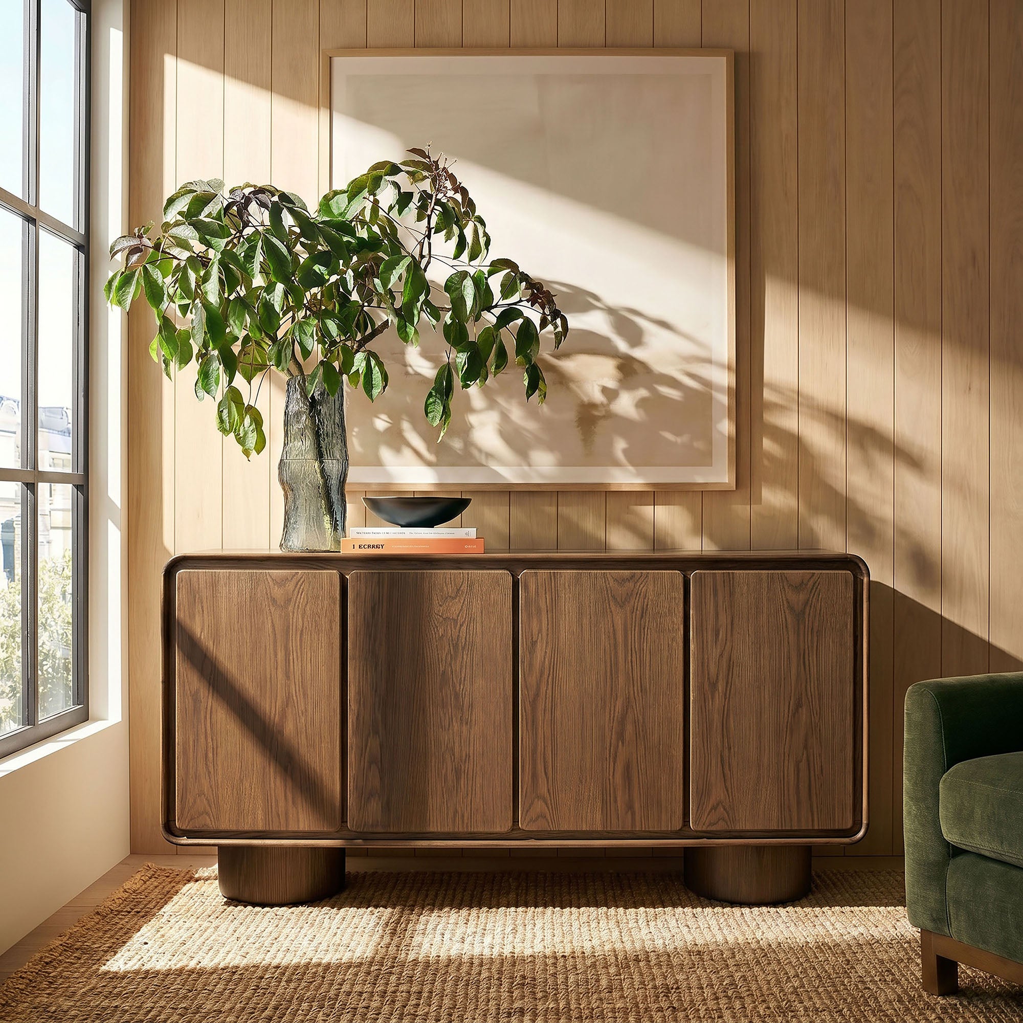 Modway EEI-7580 Lumo 4-Door Curved Wood Accent Cabinet