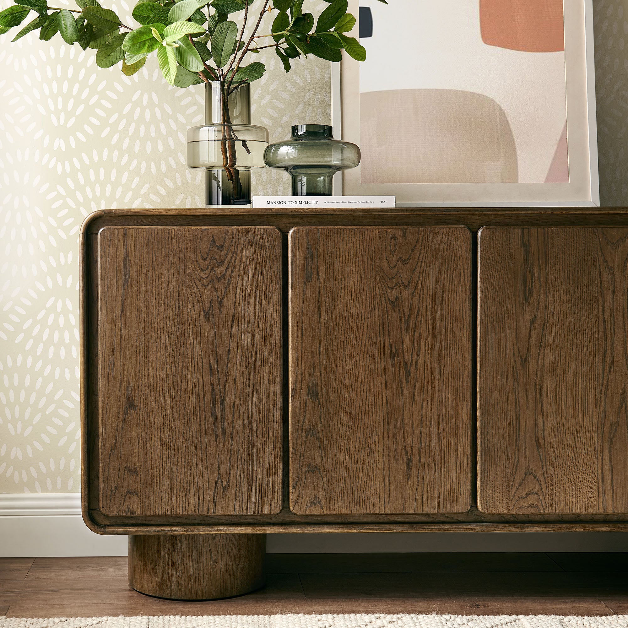 Modway EEI-7580 Lumo 4-Door Curved Wood Accent Cabinet