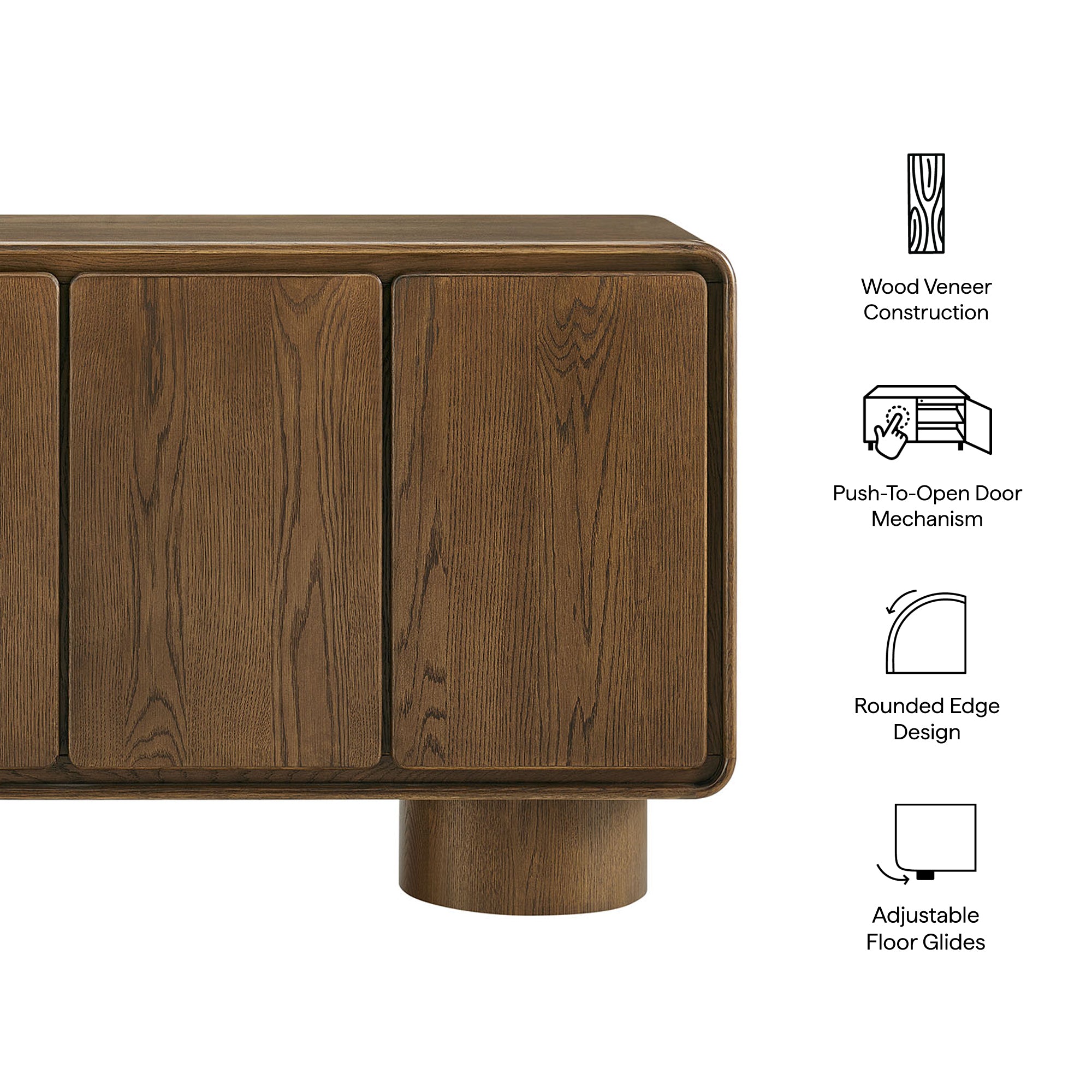 Modway EEI-7580 Lumo 4-Door Curved Wood Accent Cabinet