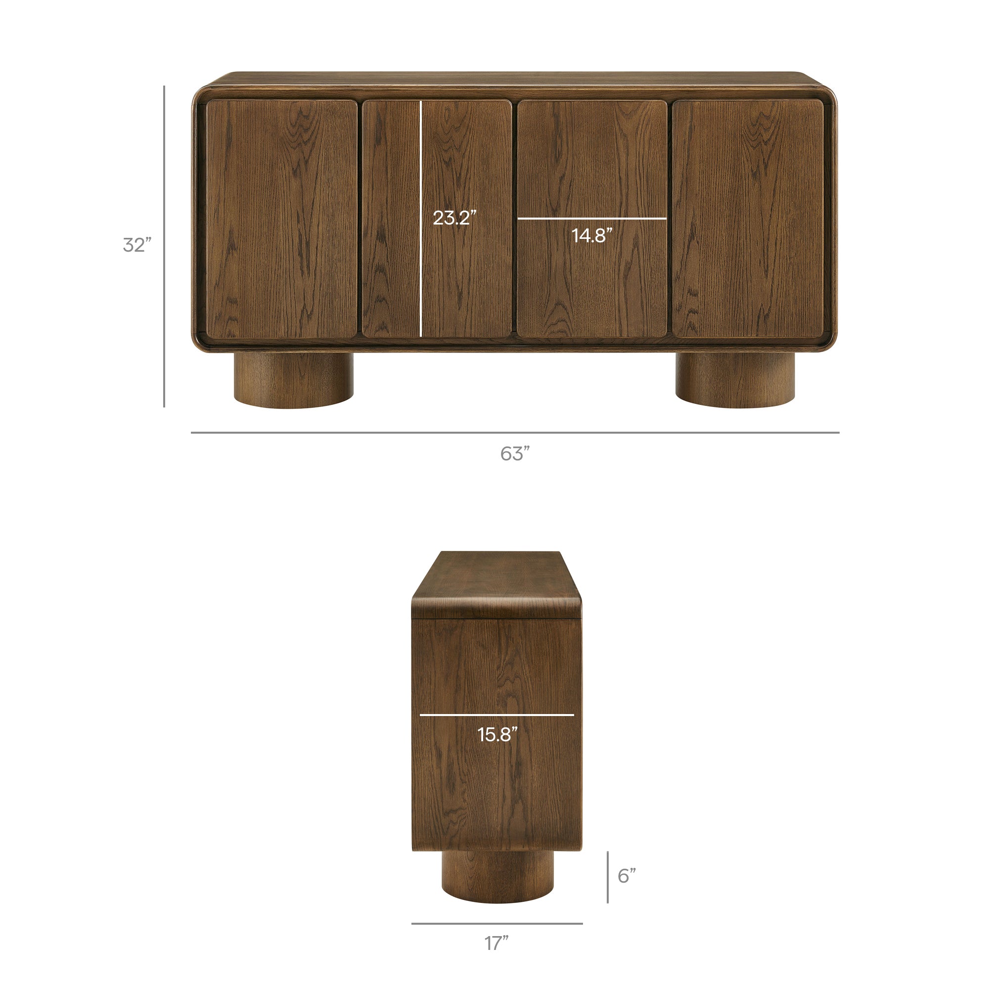 Modway EEI-7580 Lumo 4-Door Curved Wood Accent Cabinet