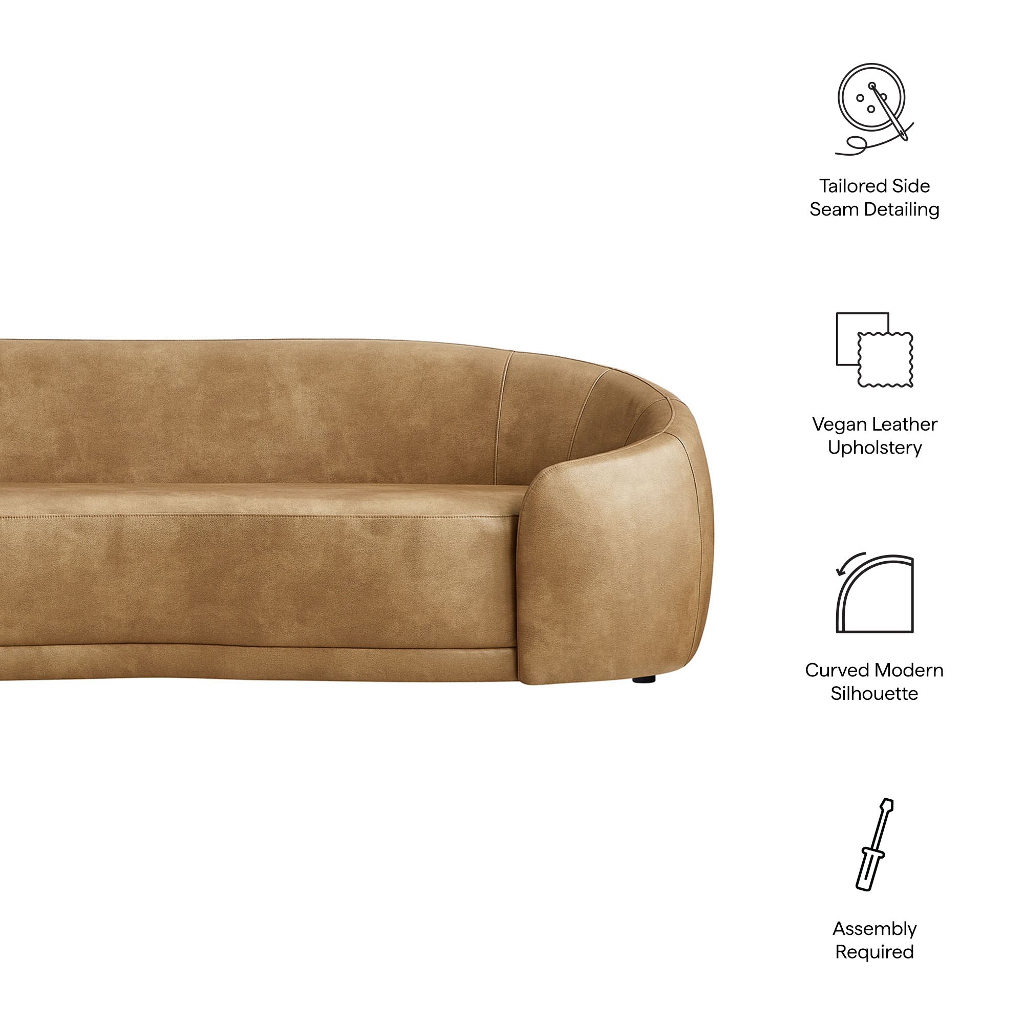 Modway EEI-7582 Contessa Curved Vegan Leather Sofa