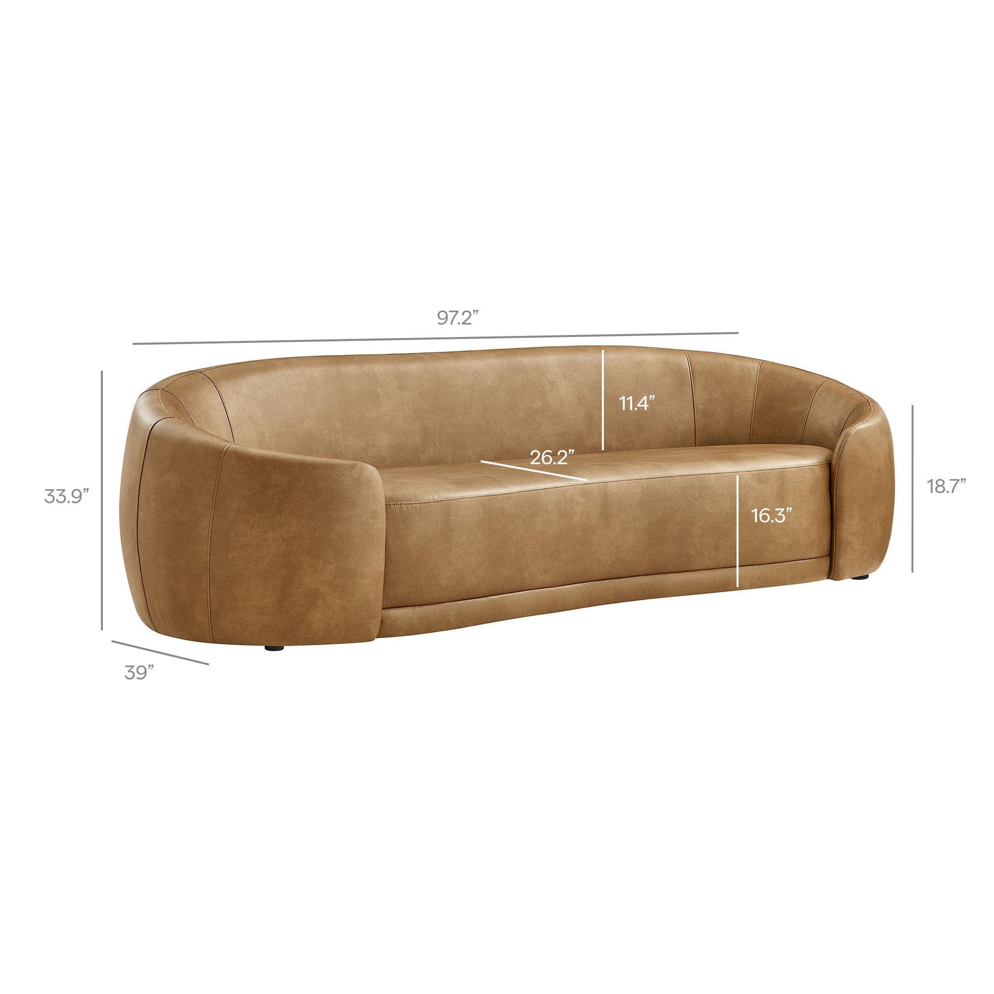 Modway EEI-7582 Contessa Curved Vegan Leather Sofa
