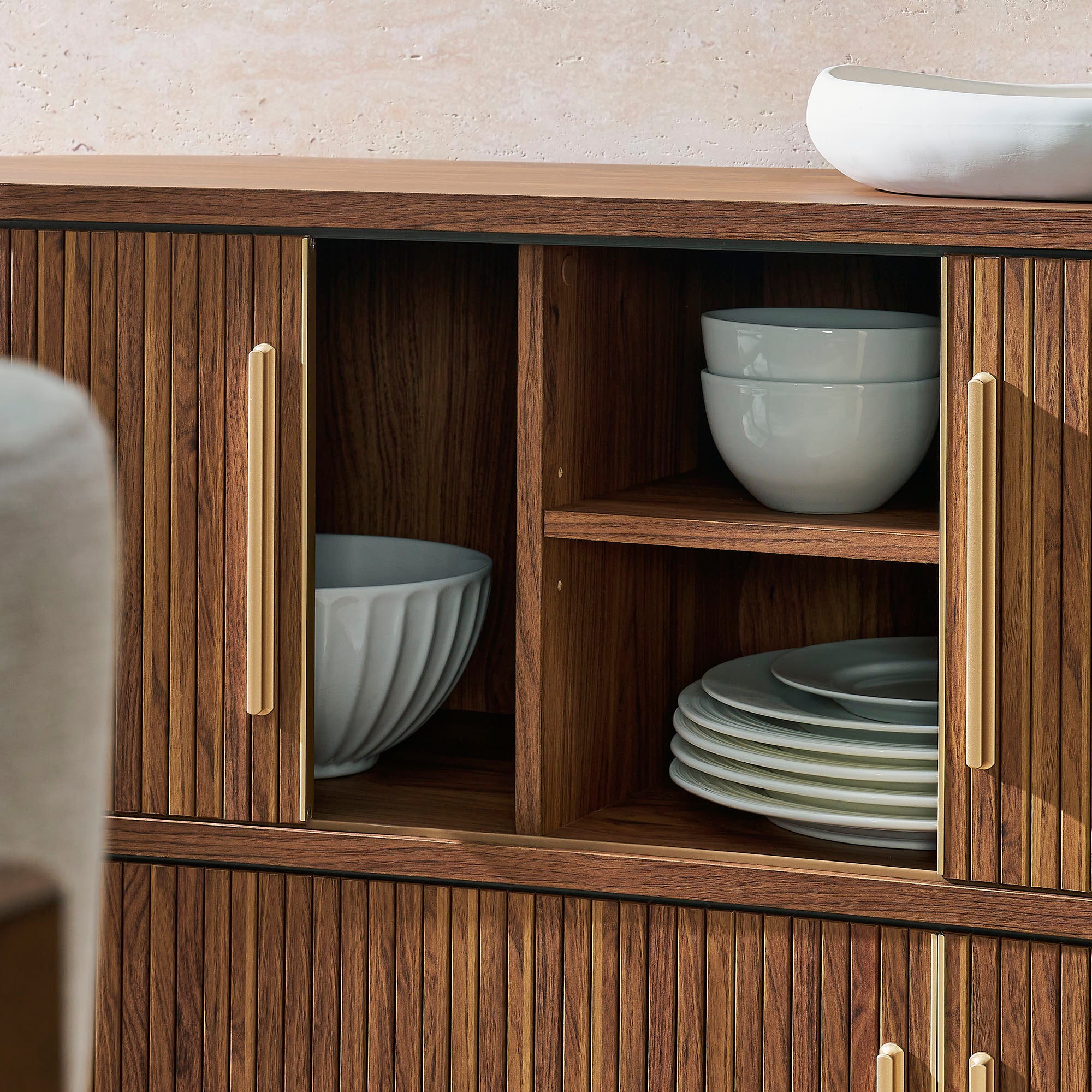 Modway Radcliffe 63" Curved Fluted Sideboard Buffet Cabinet