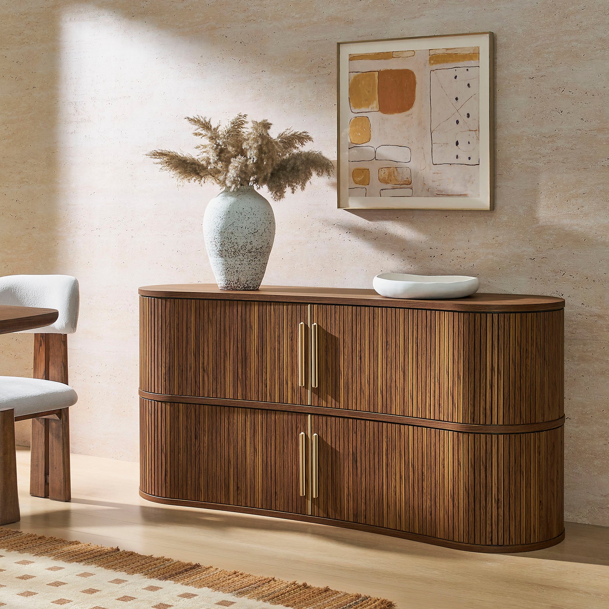 Modway Radcliffe 63" Curved Fluted Sideboard Buffet Cabinet