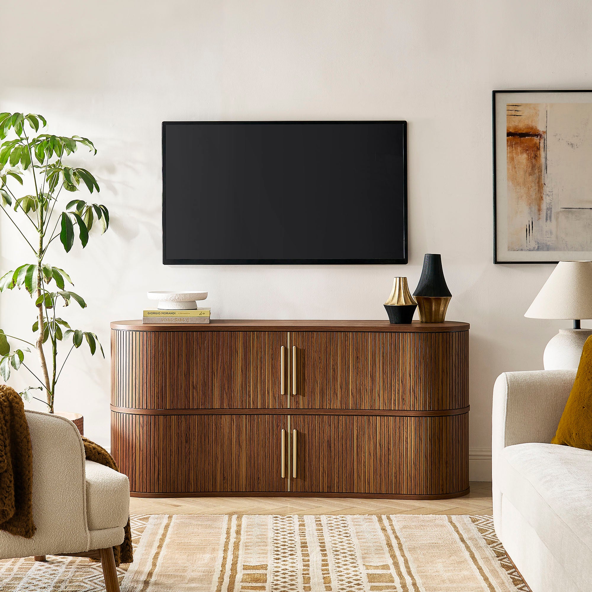 Modway EEI-7583 Radcliffe 63" Curved Fluted Sideboard Buffet Cabinet