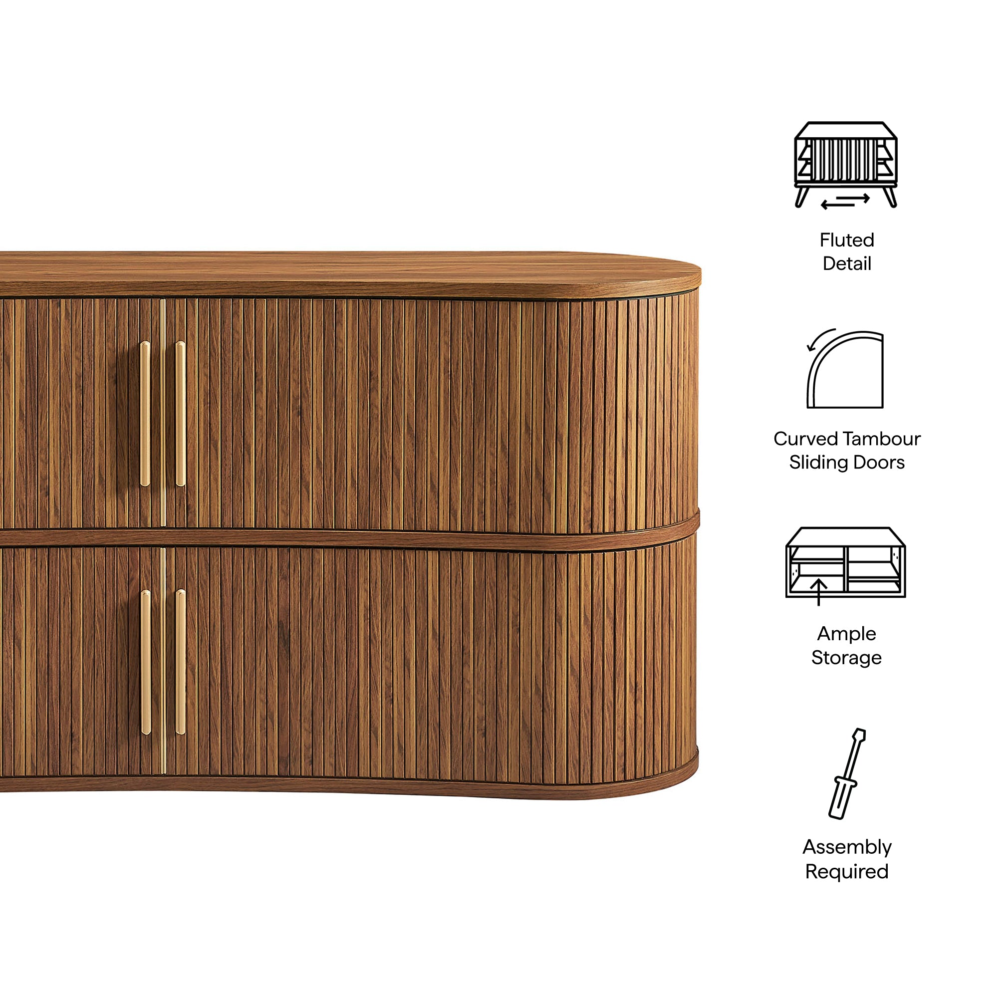 Modway EEI-7583 Radcliffe 63" Curved Fluted Sideboard Buffet Cabinet