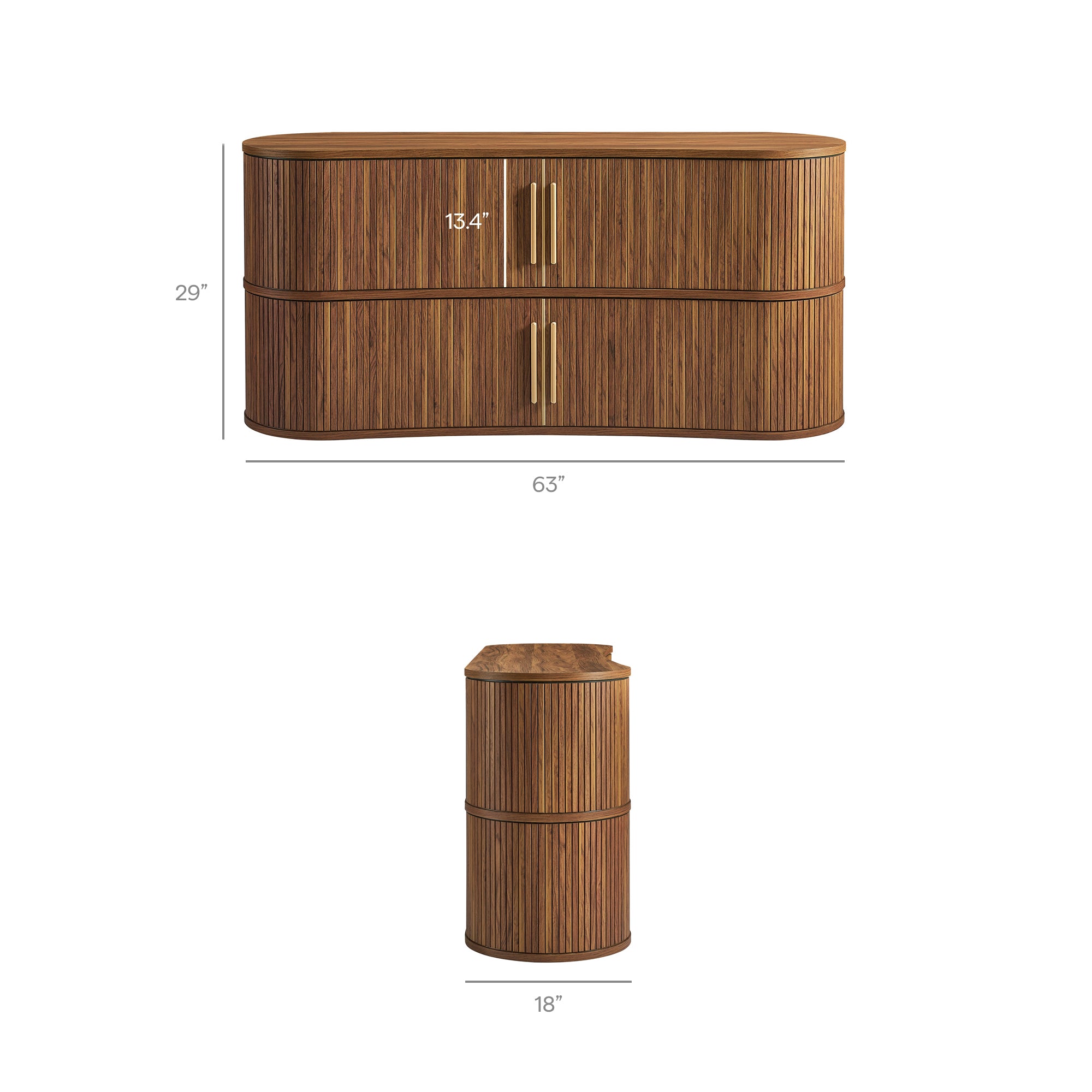 Modway Radcliffe 63" Curved Fluted Sideboard Buffet Cabinet