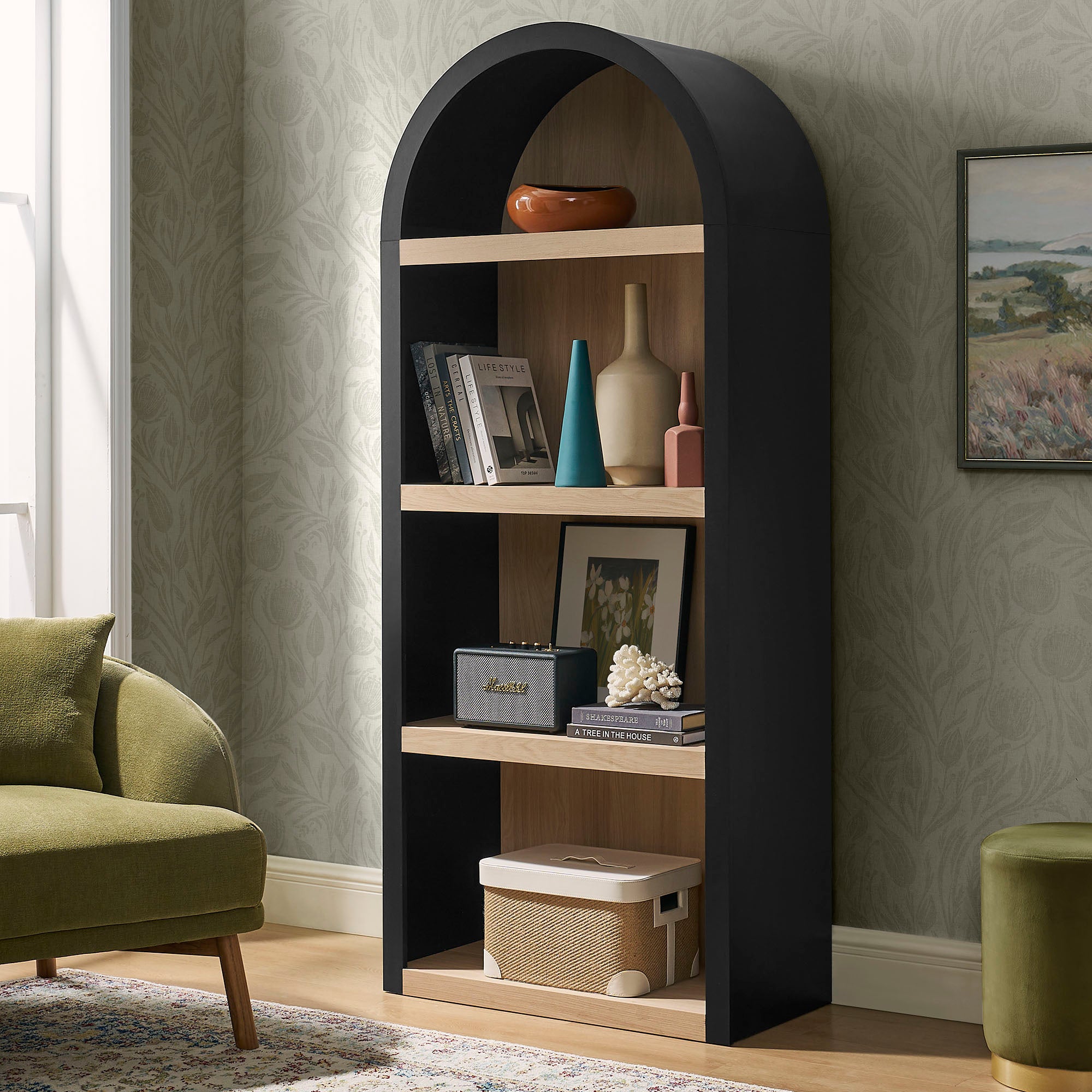 Modway EEI-7584 Caleb 4 Arched Display Shelf Bookcase