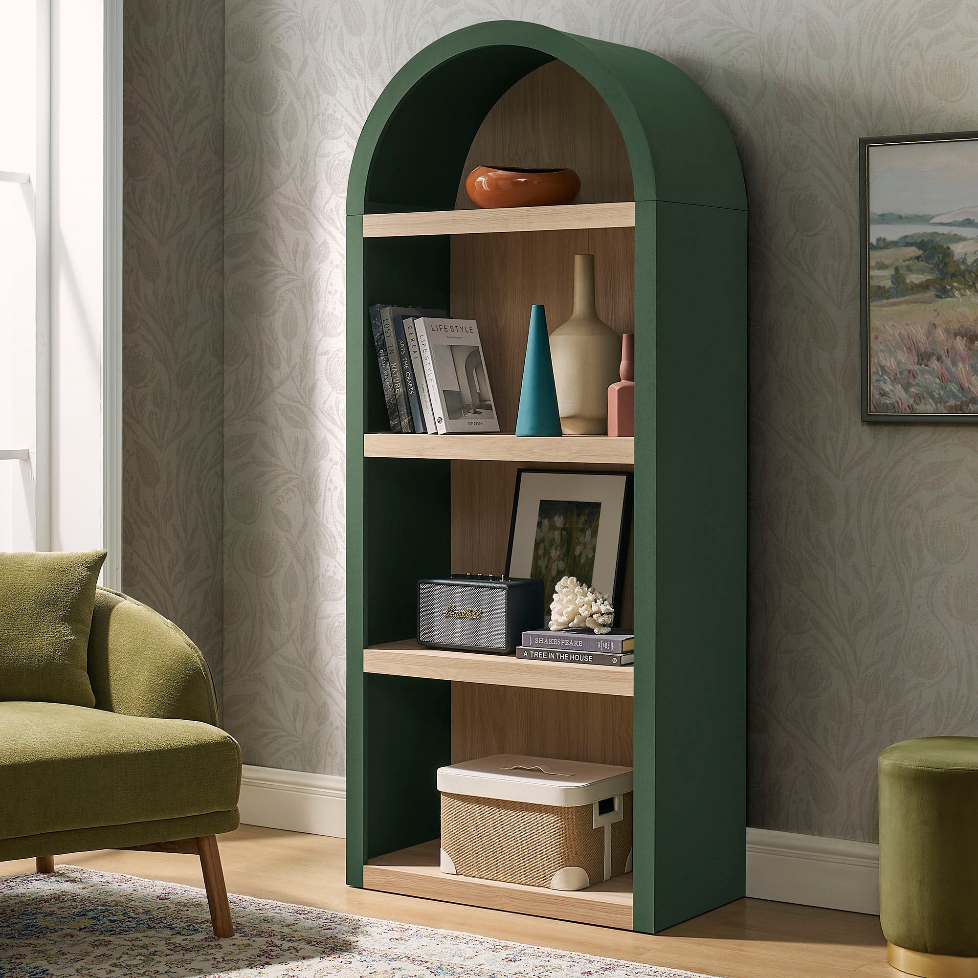 Modway EEI-7584 Caleb 4 Arched Display Shelf Bookcase