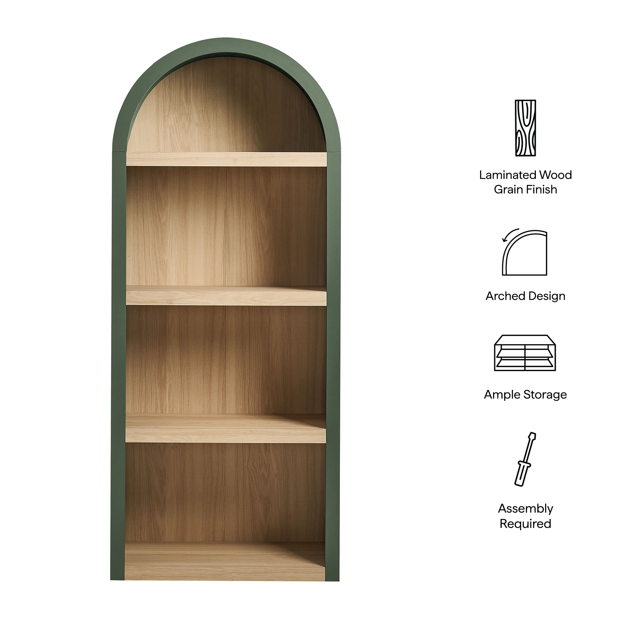 Modway EEI-7584 Caleb 4 Arched Display Shelf Bookcase