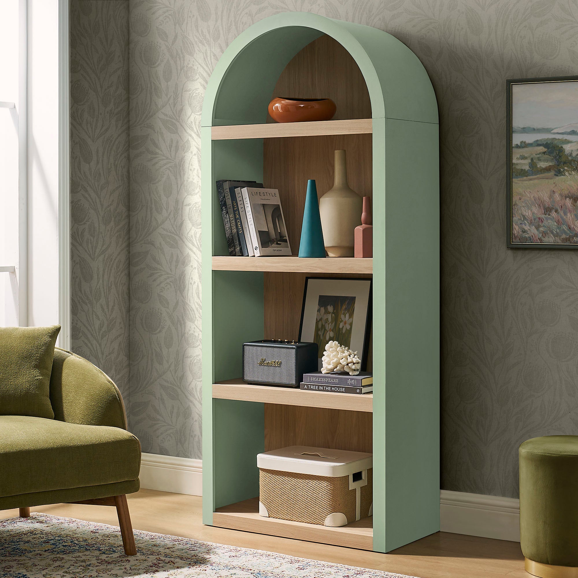 Modway EEI-7584 Caleb 4 Arched Display Shelf Bookcase