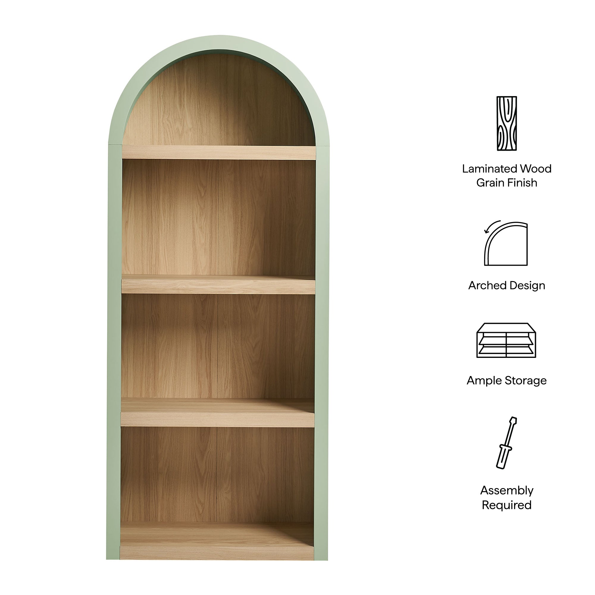 Modway EEI-7584 Caleb 4 Arched Display Shelf Bookcase