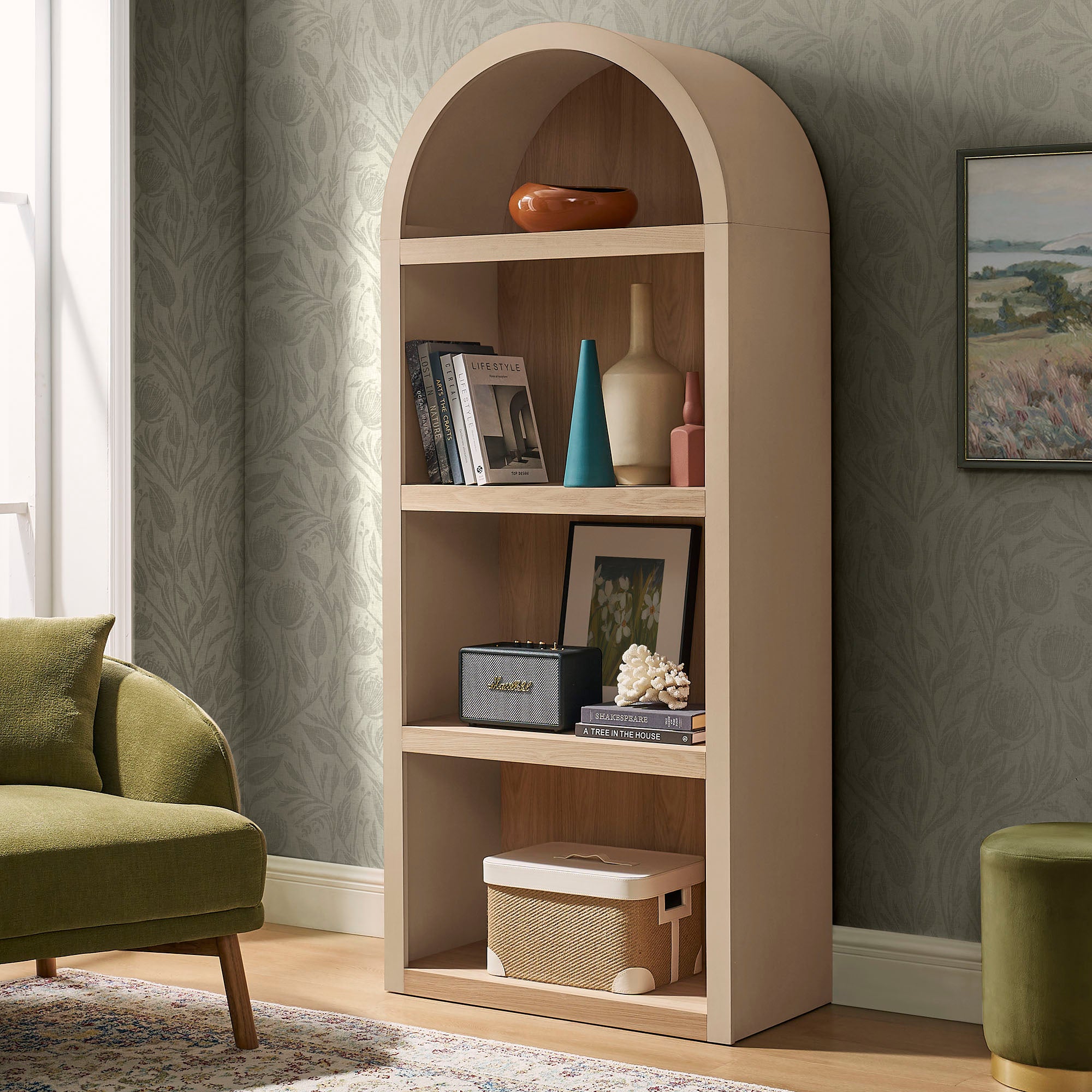 Modway EEI-7584 Caleb 4 Arched Display Shelf Bookcase